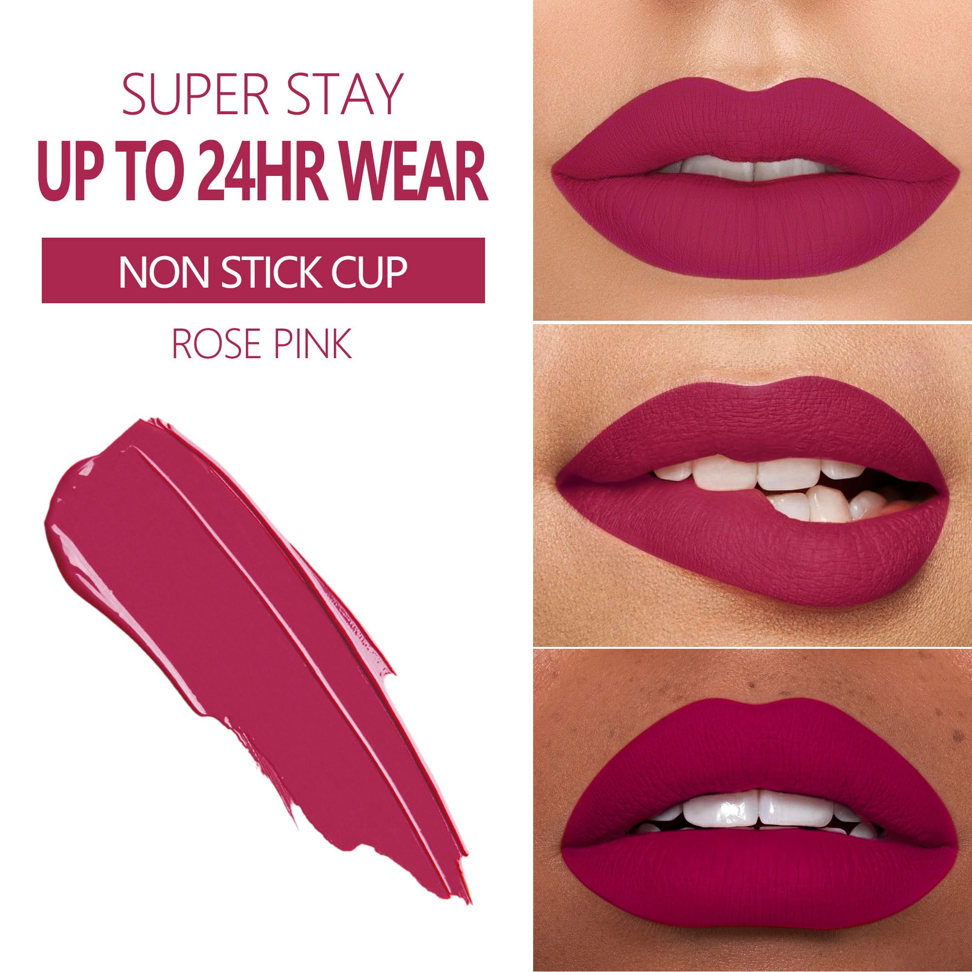 Maki Yika Rose Pink Lipstick For Women Color Stay Long Lasting Lipsticks, No Smudge Matte Liquid Lipstick Transferproof Cruelty-