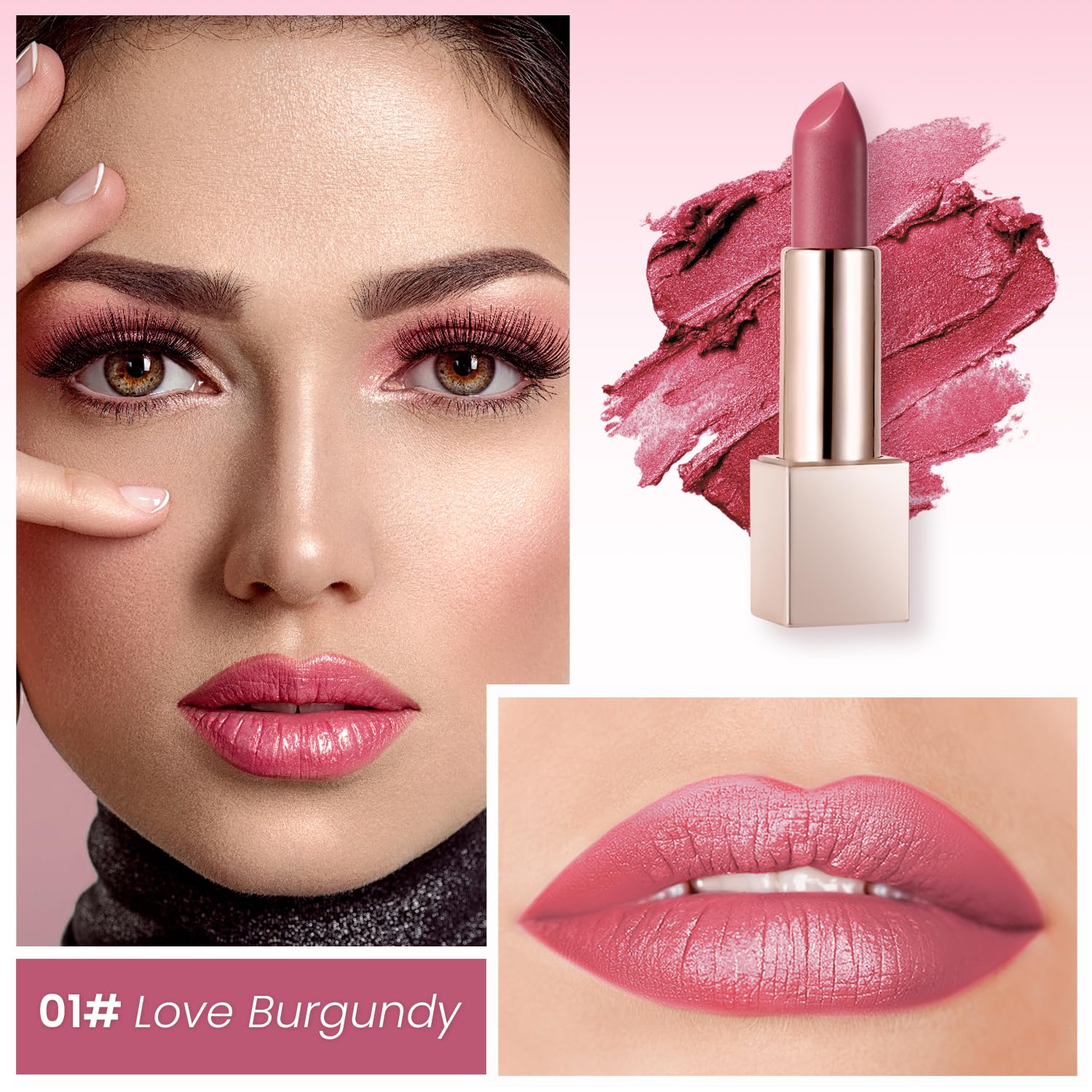 Beauty Searcher Metallic Shine Lipstick, High Impact Lipcolor With Moisturizing Creamy Formula, Vegan & Cruelty-Free, Smooth Ful