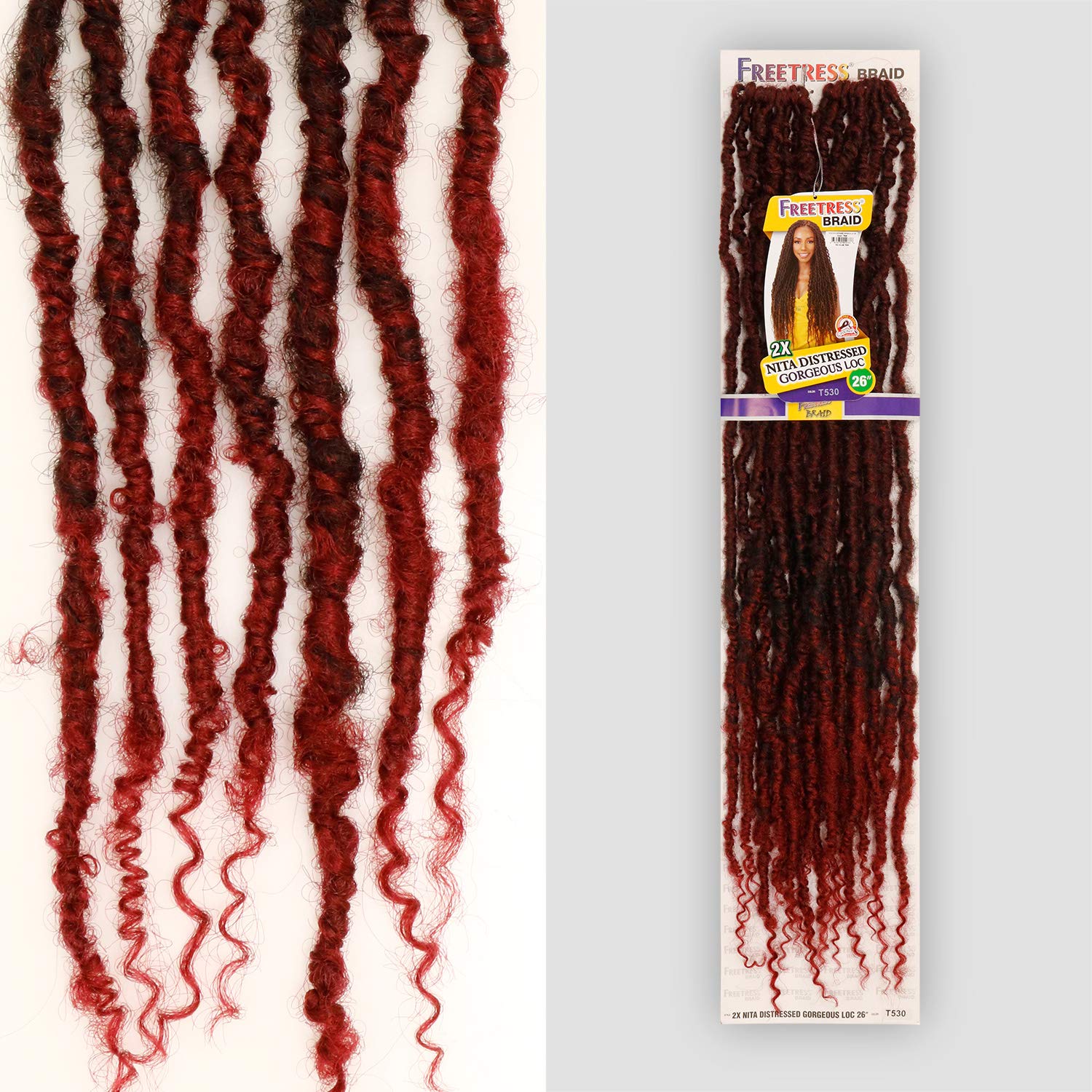 Freetress Synthetic Braid - 2X Nita Distressed Gorgeous Loc 26 Inch (1B Off Black)