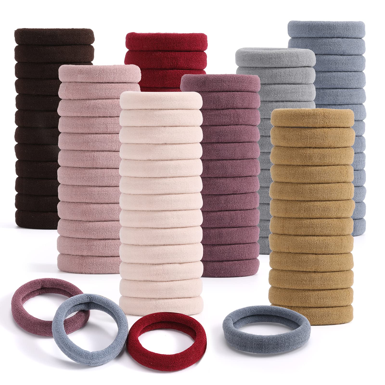 100PCS Elastic Cotton Hair Bands, Seamless No-Damage Ponytail Holders for Thick or Thin Hair, Soft Hair Accessories for Women an