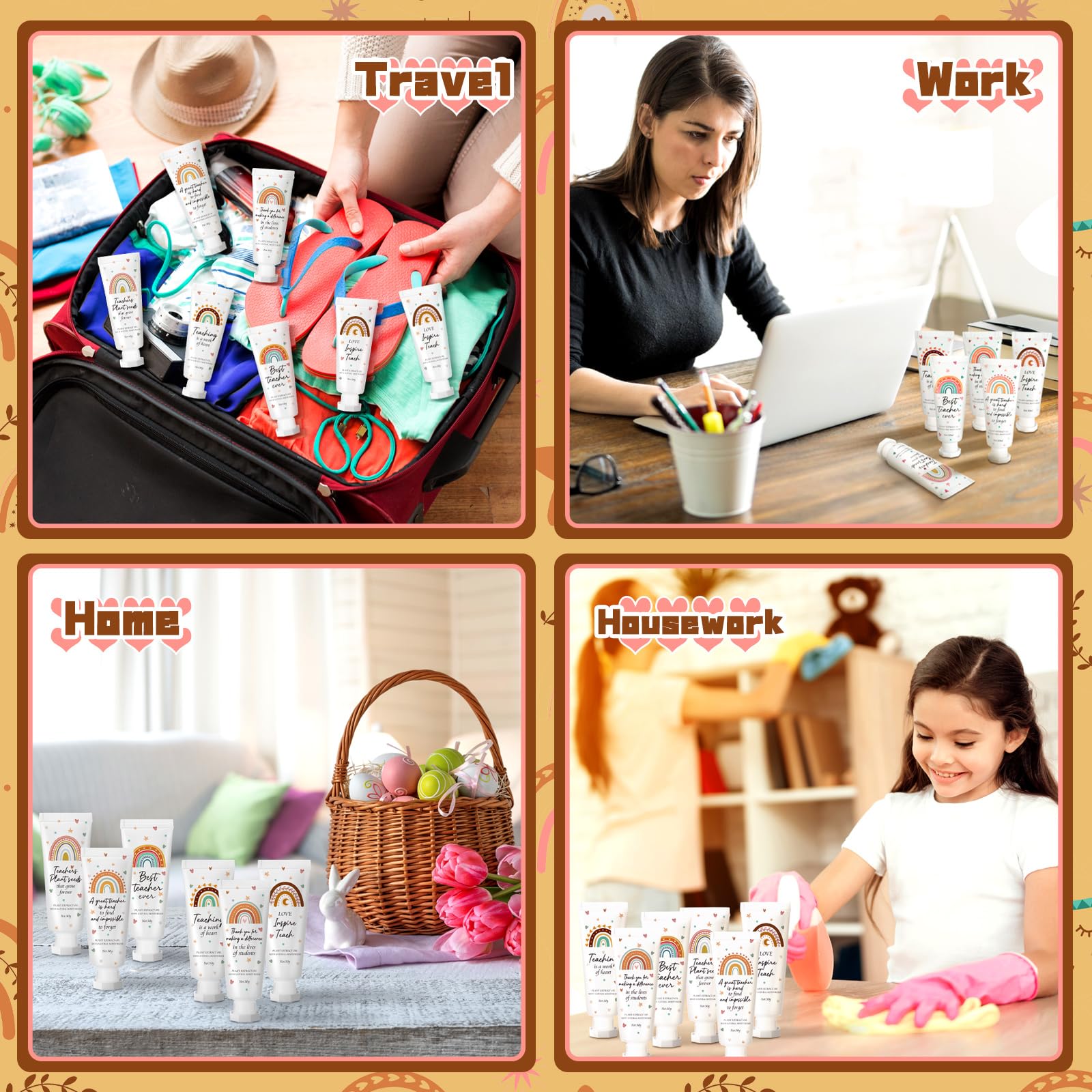 Dansib 48 Pcs Teacher Appreciation Hand Cream Gifts Boho Rainbow 2025 Back to School Thank You Teacher Gifts for Women Travel Si
