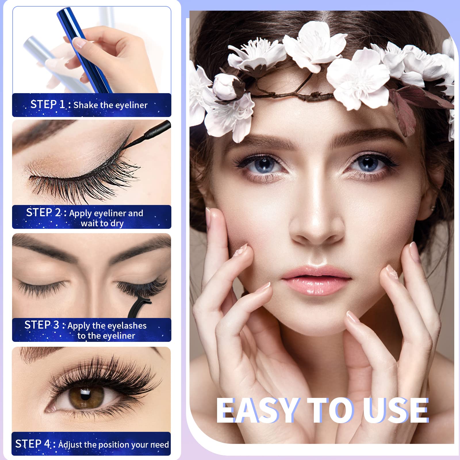 Magnetic Eyelashes And Eyeliner Kit, Premium Magnetic Lashes 3D Natural Look With Eyeliner And Tweezers, Lightweight & Sweatproo