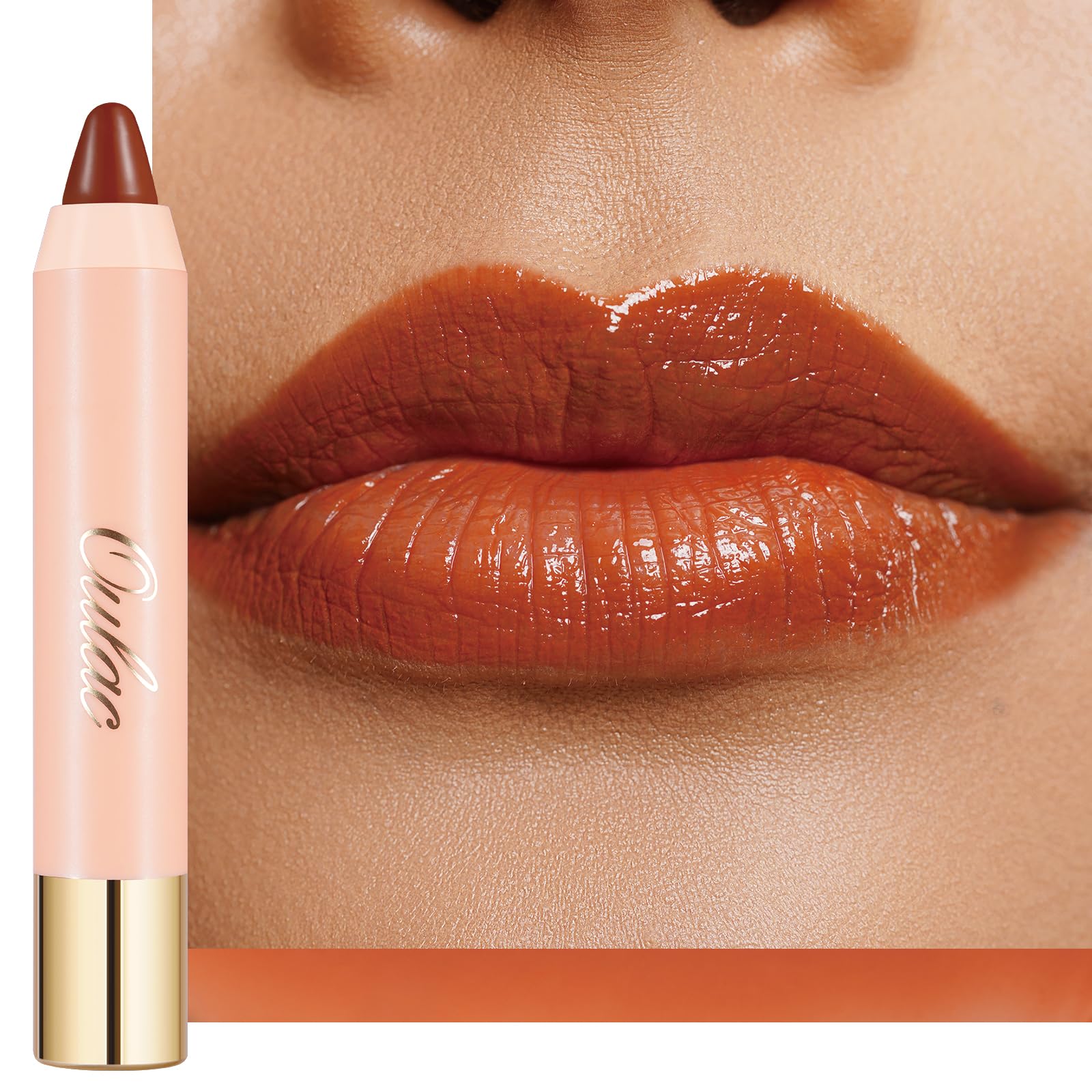 Oulac Orange Lipstick - Moisturizing Lipstick Tinted Lip Balm For Dry Lips, Rust Red Lip Crayon & Blush - Lip Colour And Cheeks