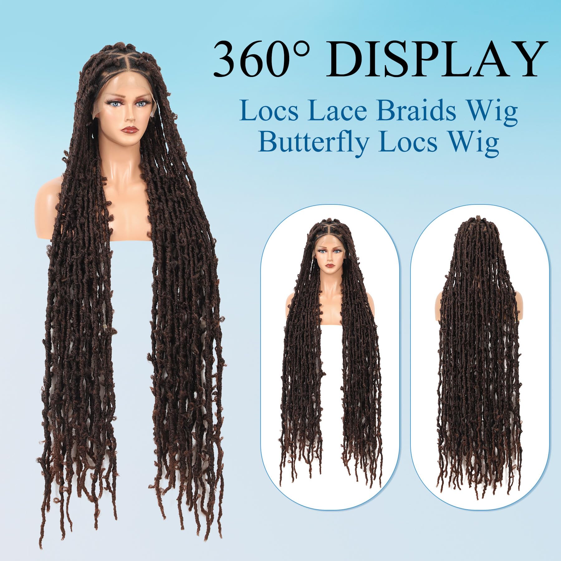 Olymei Super Long 48'' Butterfly Locs Braid Wig Triangle Knotless Braided Wigs For Women Faux Locs Wig Braided Lace Wig With Bab