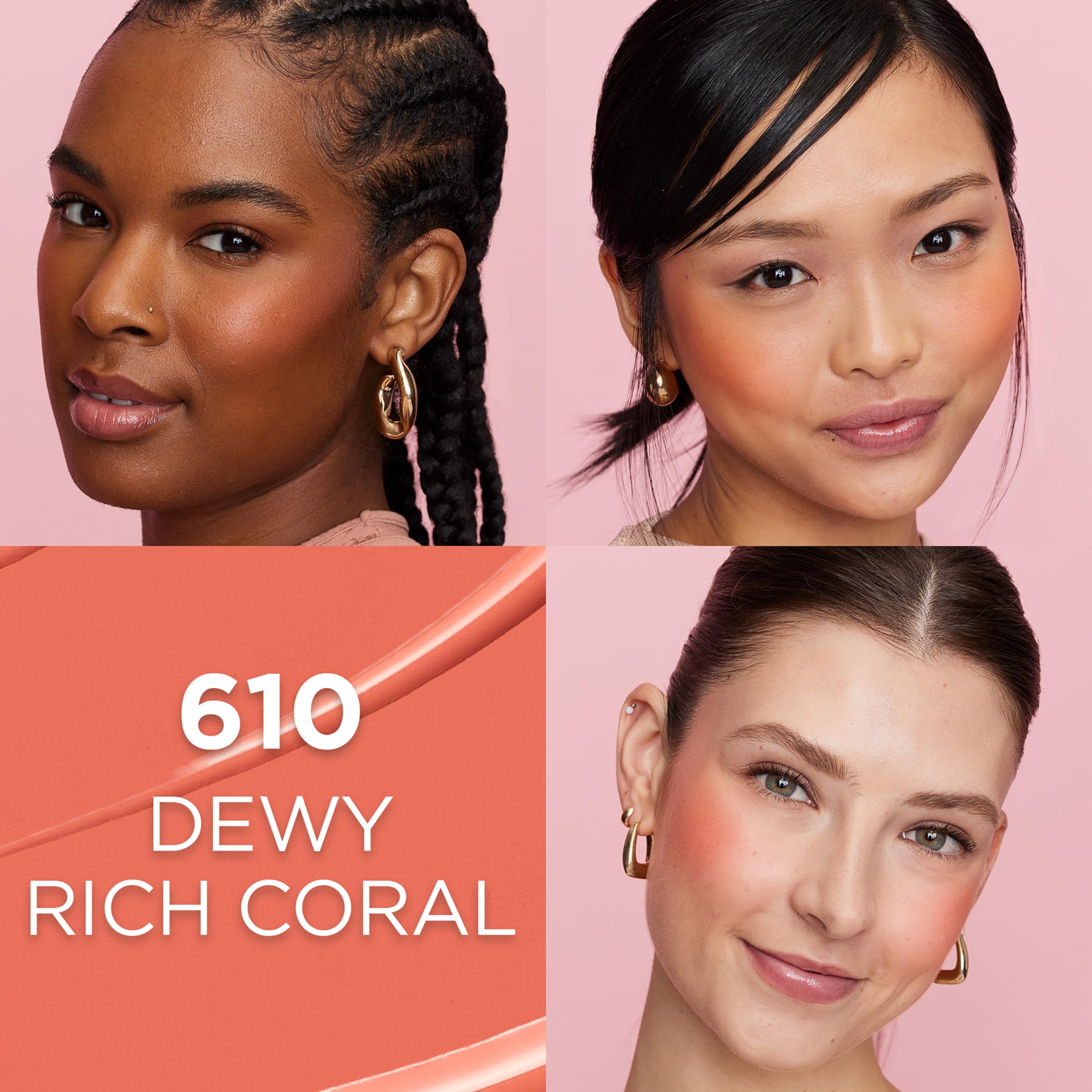 LOr  al Paris True Match Lumi Le Liquid Blush, Intense Lightweight Blush Formula With Liquid Pigments, Dewy Rich Coral, 0.33 Fl