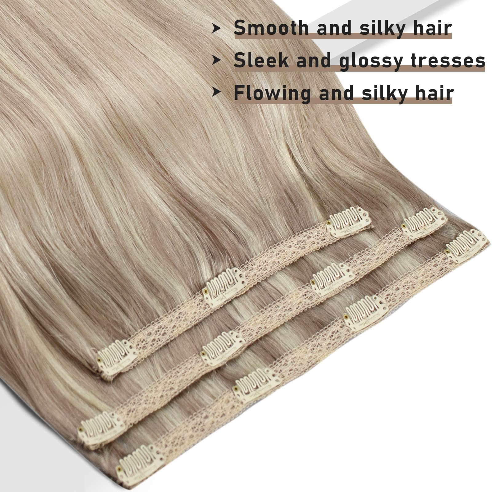 Sunny 22 Inch Clip In Hair Extensions Blonde 3 Pieces Real Human Hair Extensions Clip Ins Highlights Blonde Clip In Extensions F
