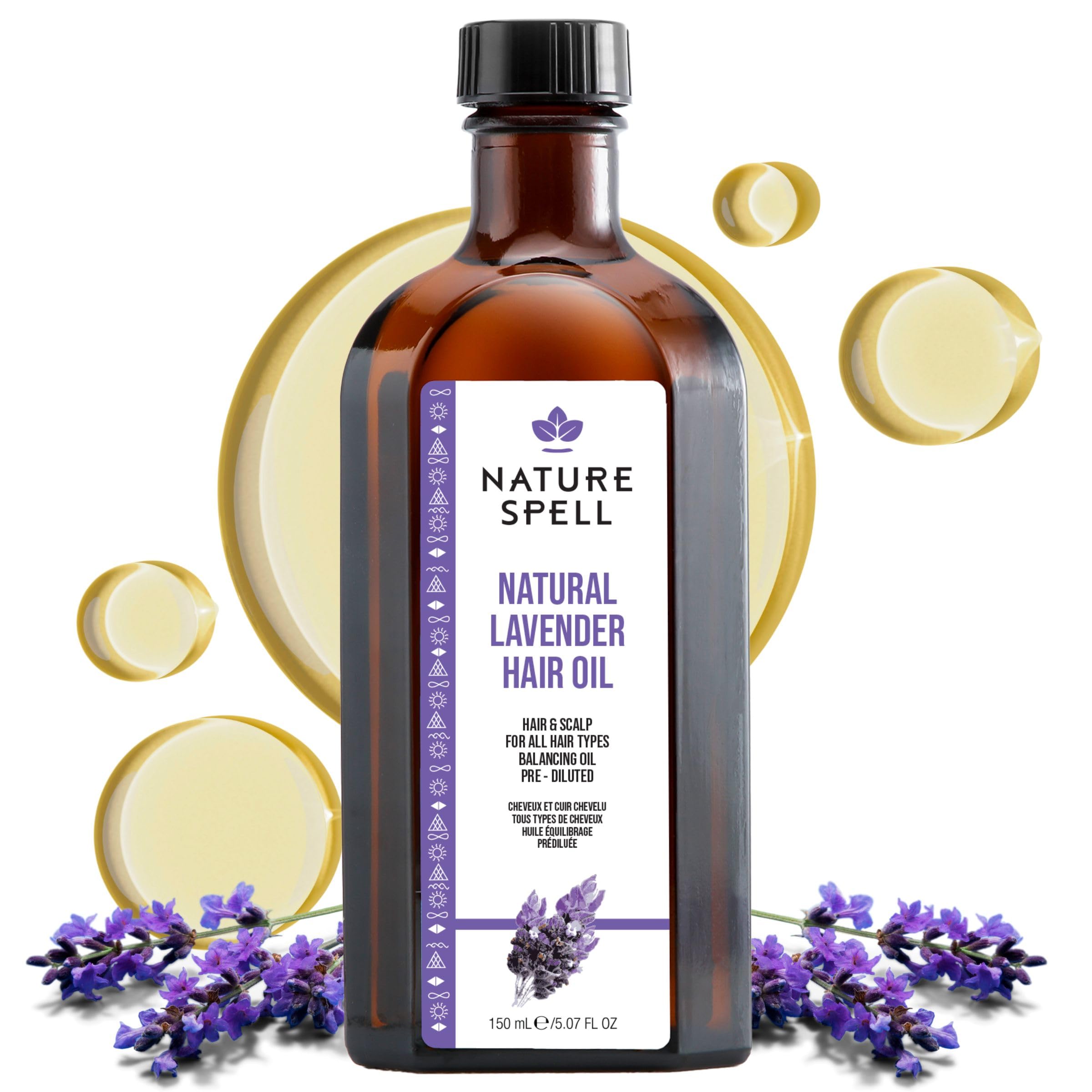 Nature Spell Lavender Oil for Hair Growth, Pre-Diluted Scalp Oil to Reduce Dandruff, Soothe Itchy Scalp, Maintain Scalp Clarity,