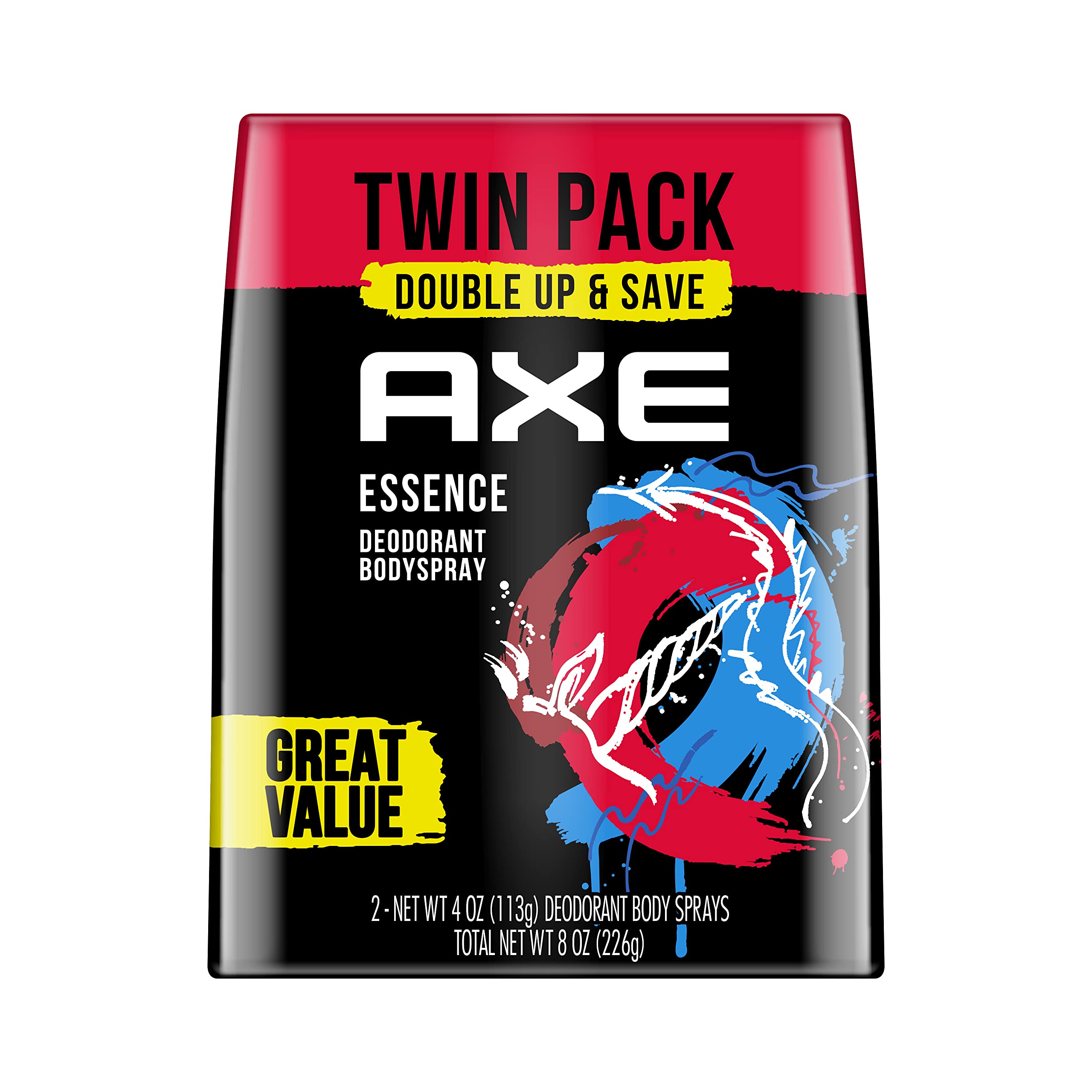 AXE Dual Action Body Spray Deodorant for Long Lasting Odor Protection Essence Black Pepper & Cedarwood Mens Deodorant Formulated