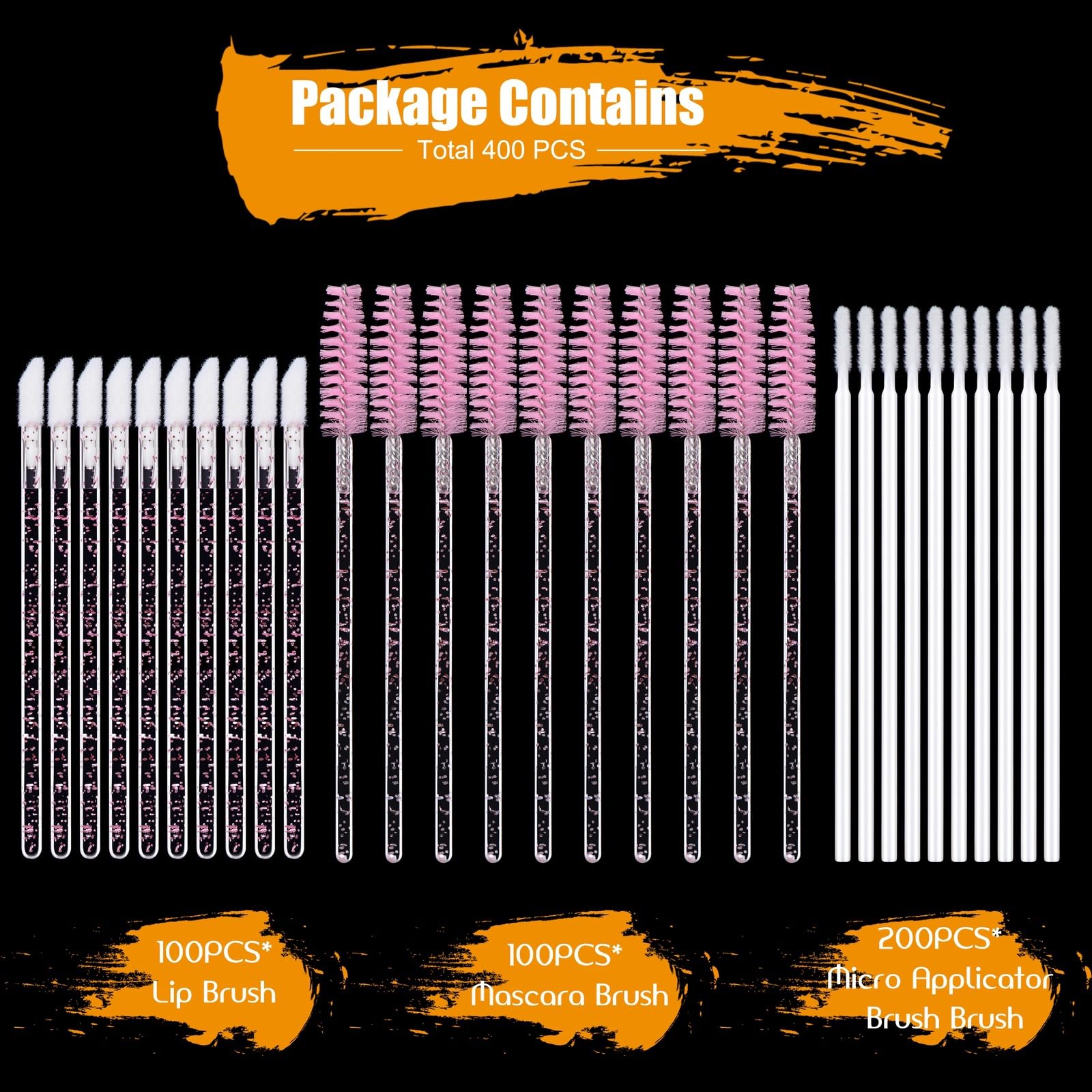 EKYSSO 400PCS Spoolies for Eyelash Extensions, Disposable Lash Spoolies Mascara Wand Makup Kits, Include 100PCS Eyelash Mascara