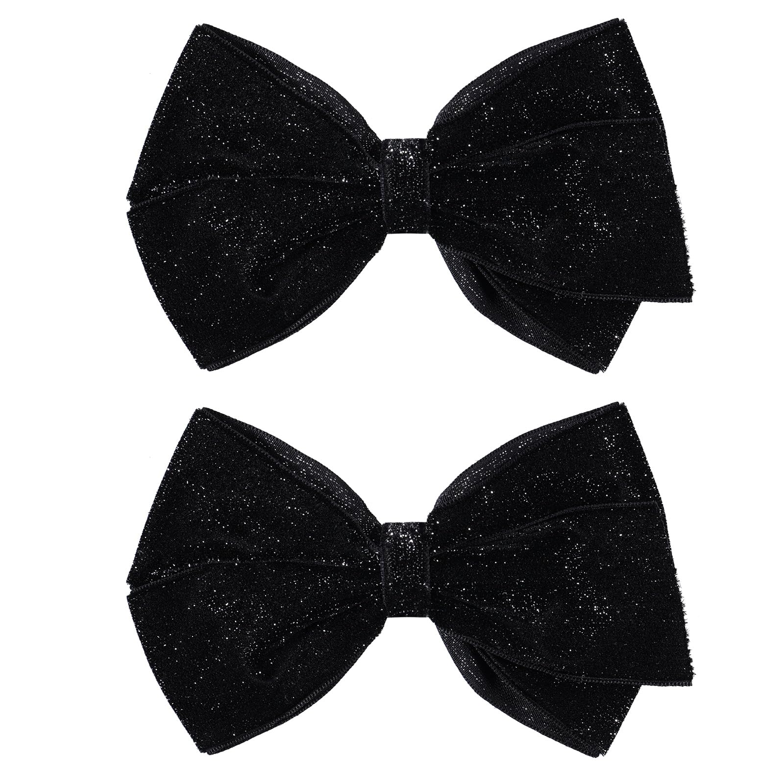 2pcs Black Velvet Hair Bows 4.5'' Glitter Velvet Ribbon Alligator Clips Hair Barrettes Cute Fall Bowknot Decor Accessories for L
