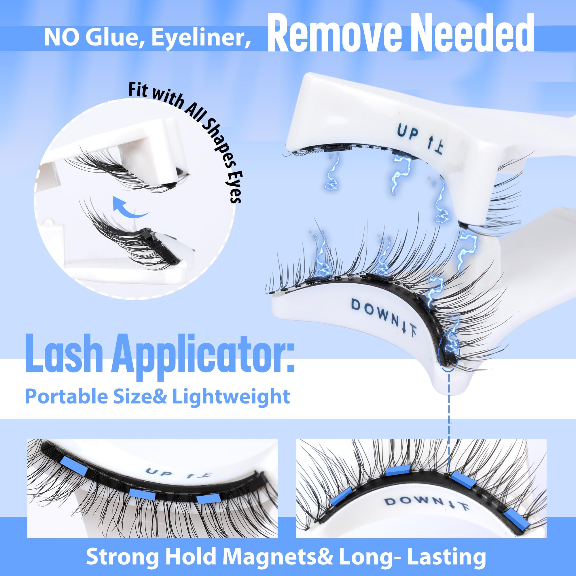 Jimire Magnetic Eyelashes With Applicator Magnetic Wispy Magnetic Lashes Reusable Magnetic Eyelashes Without Eyeliner No Glue No