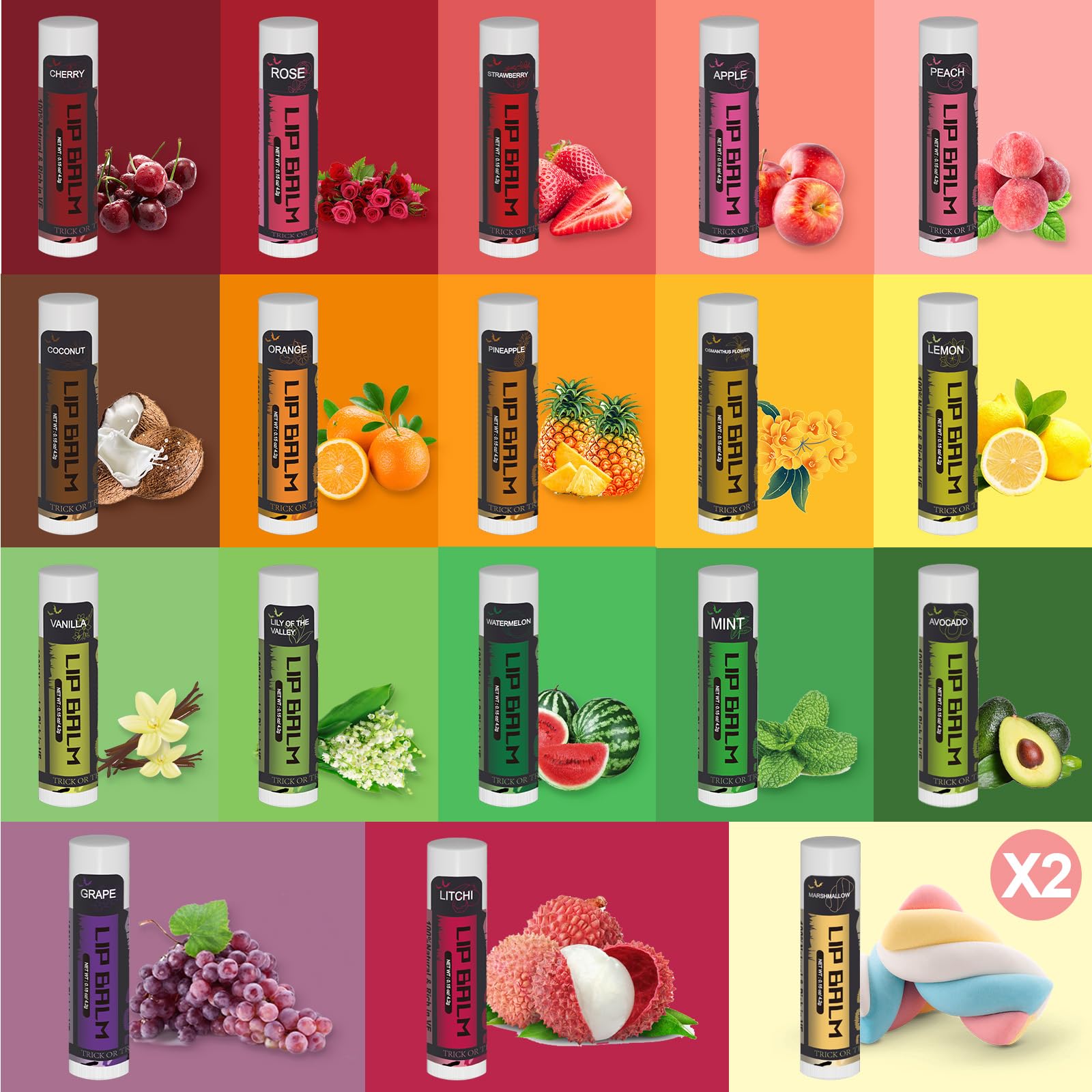 Yopela 19 Pack Halloween Natural Lip Balm Bulk With Vitamin E And Coconut Oil Lip Care Set - Moisturizing, Soothing, And Repairi