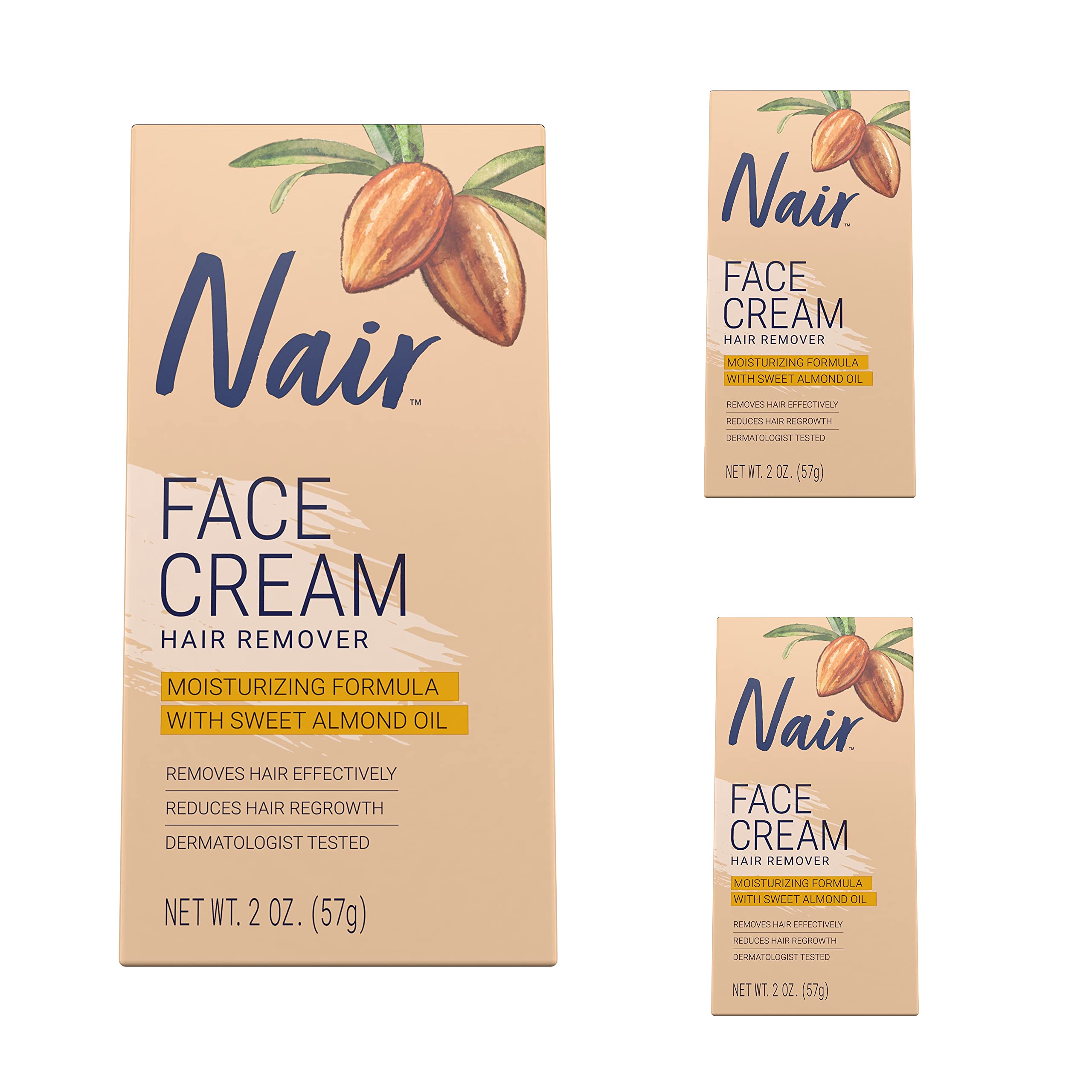 Moisturizing Face Cream For Upper Lip Chin And Fac Nair 2 Oz, Pack Of 3