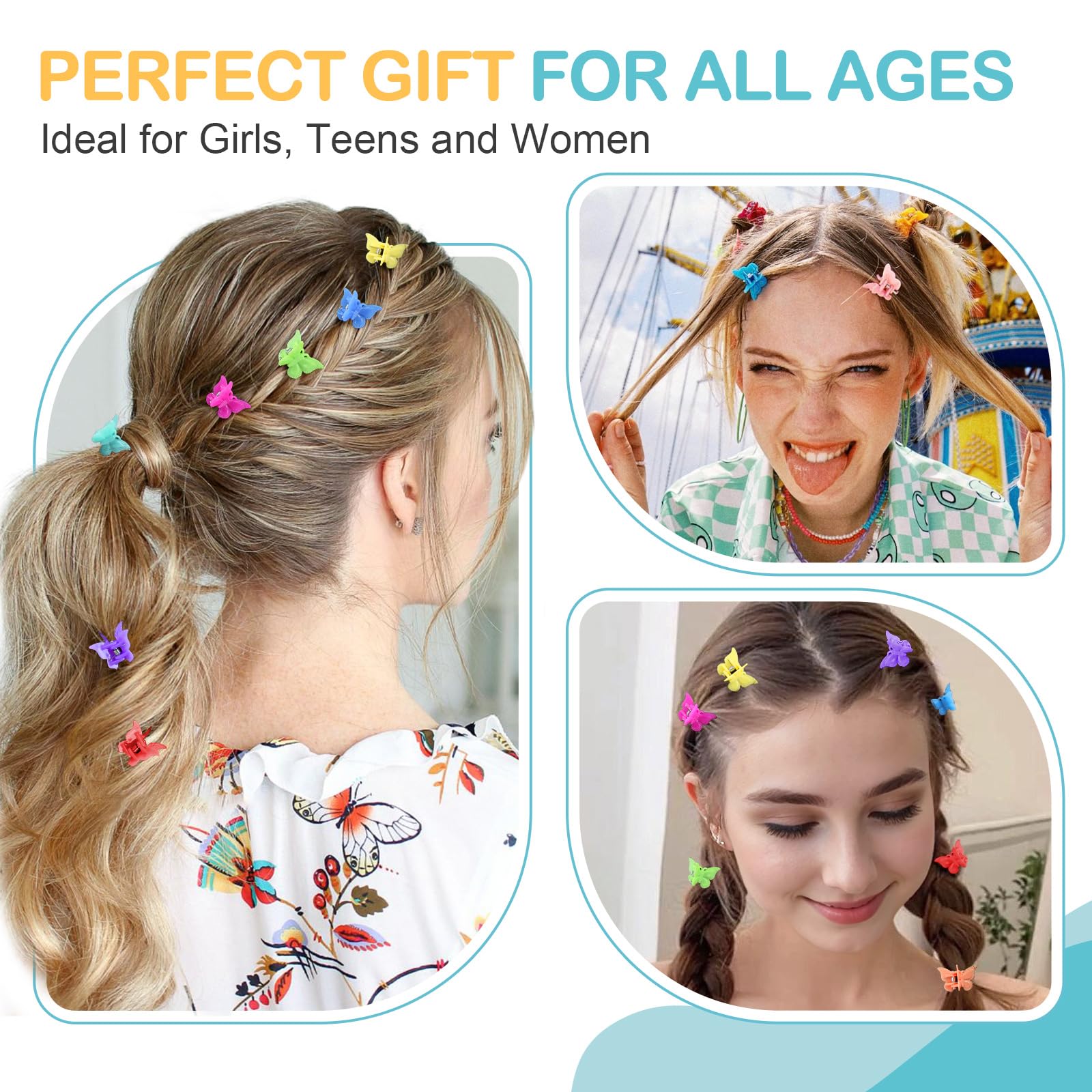 Hoyols Mini Butterfly Hair Clips, Y2K Small Jaw Hairclips For Girls Women And Kids, 90S Cute Hair Accessories For Braids 12 Asso
