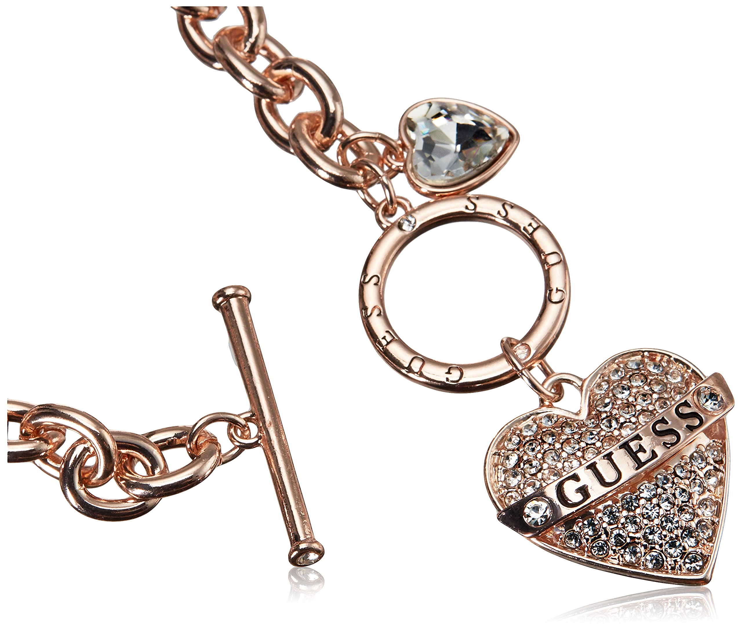 GUESS Women's Toggle Logo Charm Necklace, Rose Gold, One Size