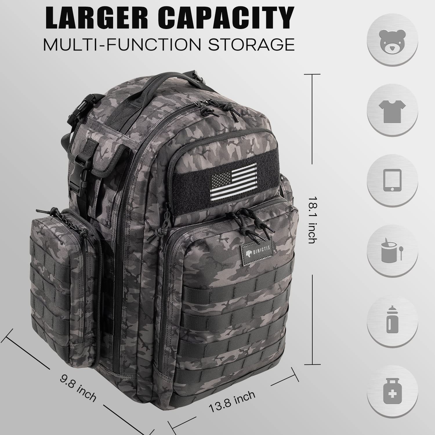 Dinictis 40L Diaper Bag Backpack for Dad,Travel Baby Nappy Bags for Men,Baby Accessories for Daddy- Black camo