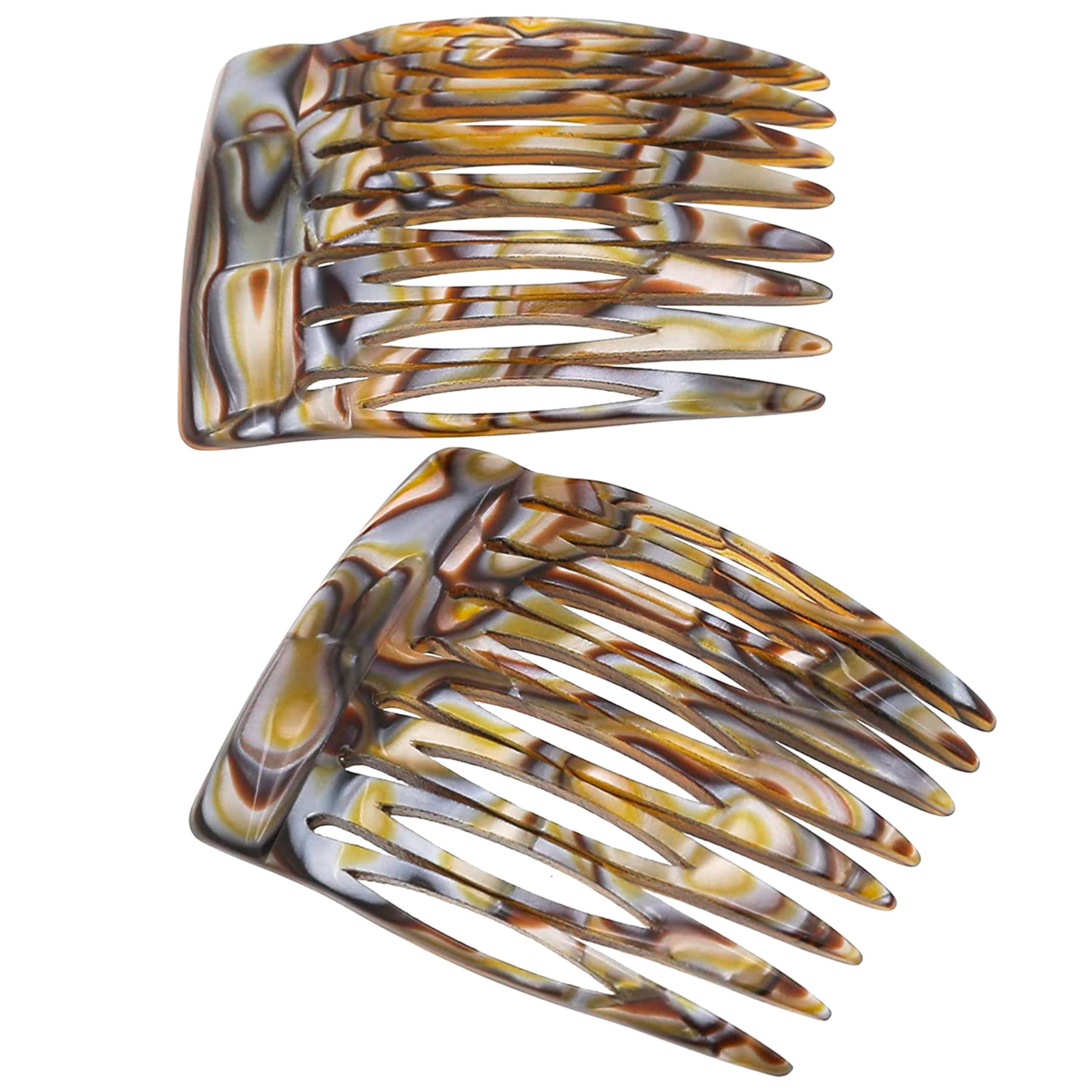 Camila Paris CP2332/2 French Hair Side Comb Handmade Onyx, Small Twist Hair Decorative, Strong Hold Clips for Women Bun Chignon 