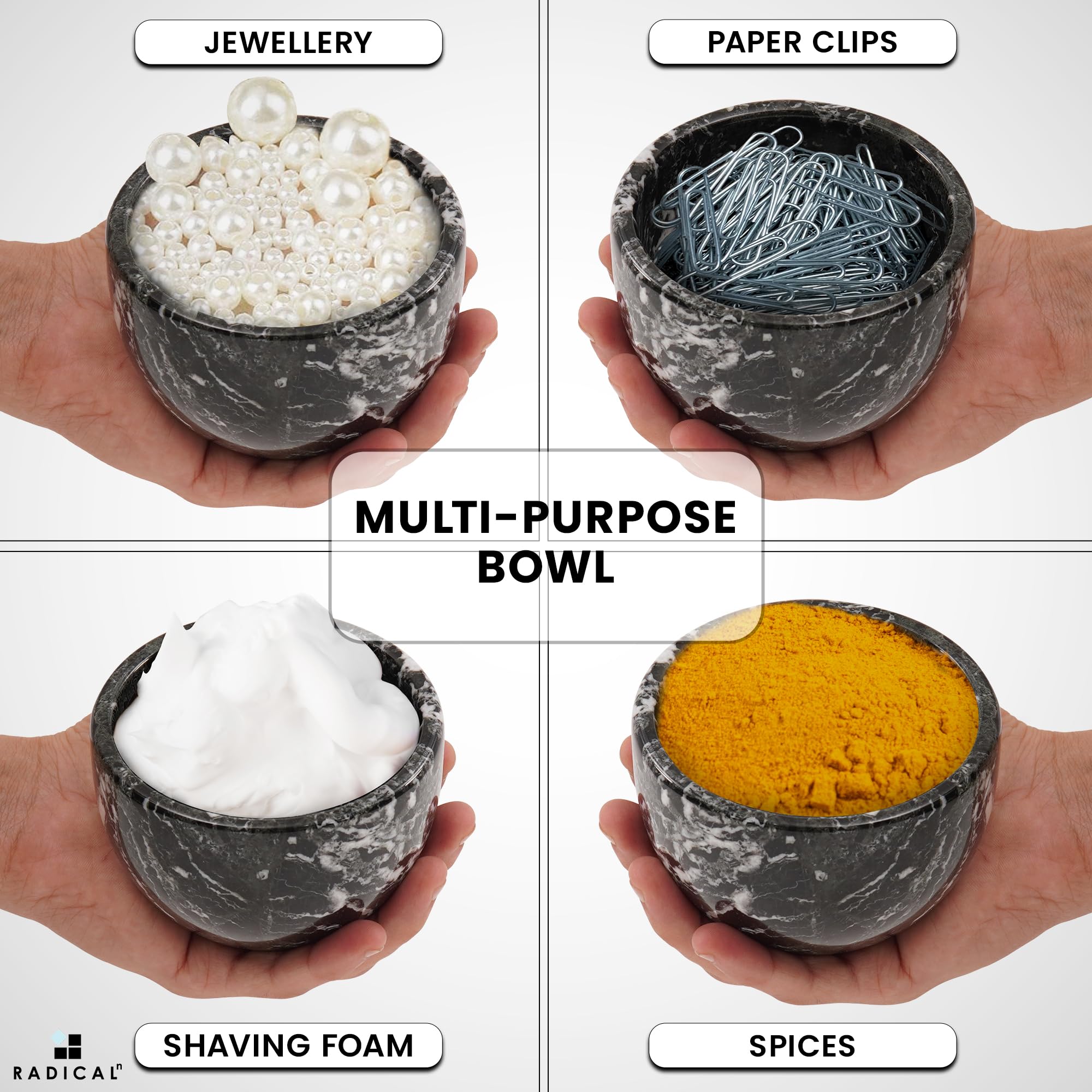 Radicaln Marble Shaving Cream Bowl Black 4' X 3' Inches Handmade Shaving Bowl Mens Barber Supplies - Bowl For Esthetician Suppli