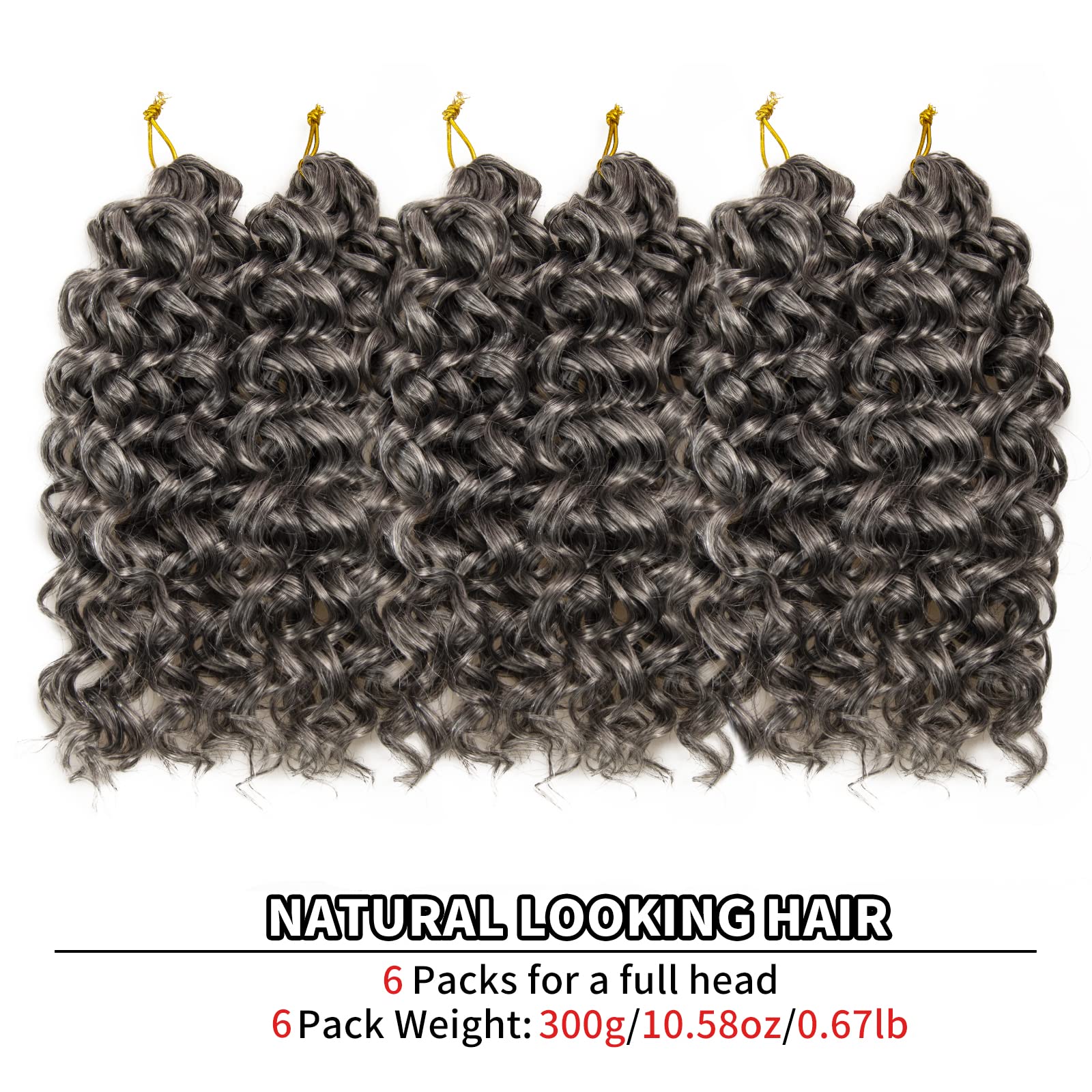 Gogo Curl Crochet Hair Water Wave Curly Crochet Hair For Women Grey Synthetic Bohemian Crochet Braid Deep Wave Braiding Hair Ext