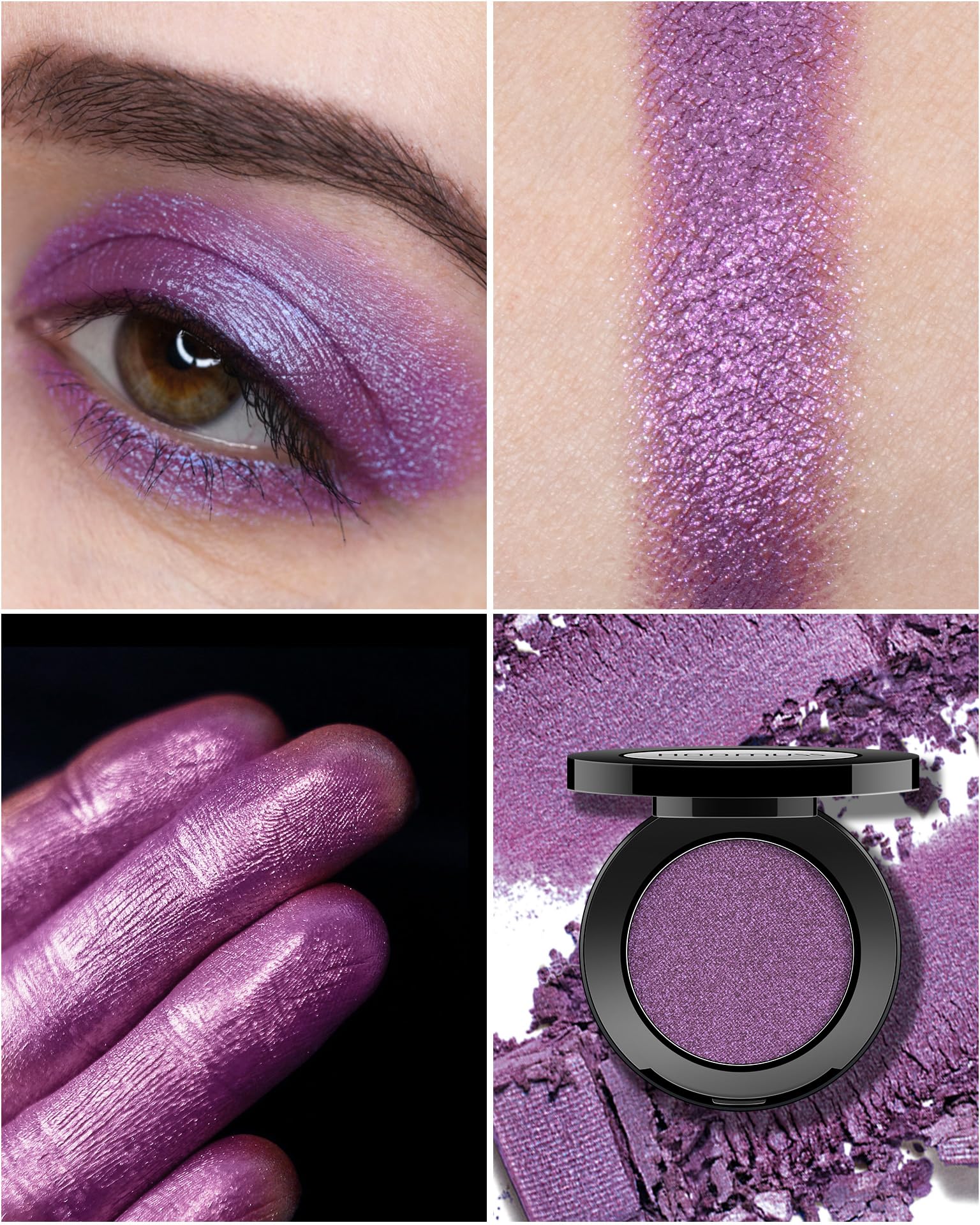Hoomuss Purple Eyeshadow Shimmer Handmade Pressed Eyeshadow Powder Palette, Long Lasting With No Creasing Pigmented Intense Colo