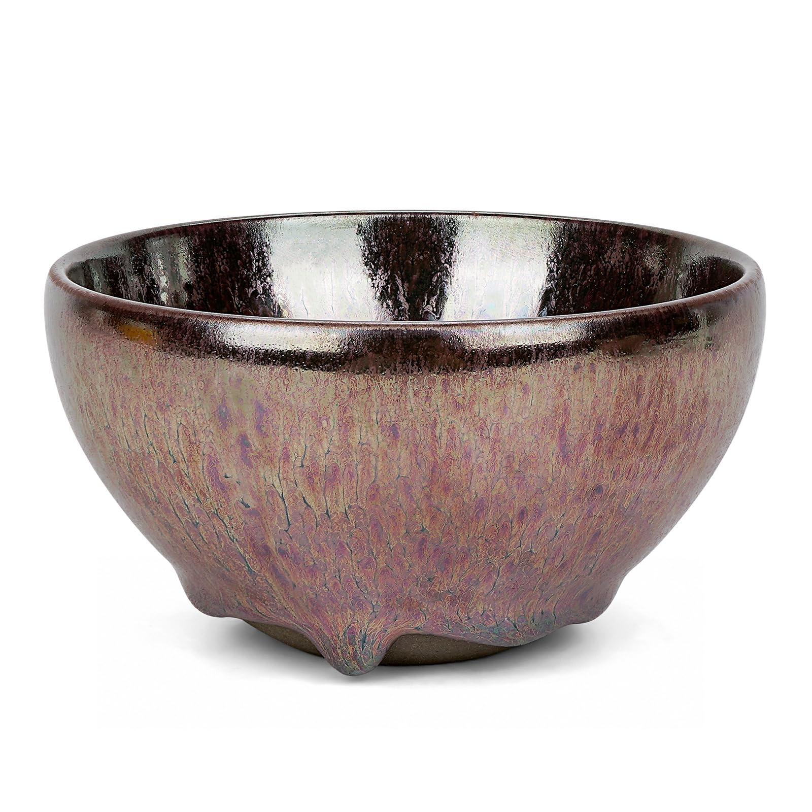 Linkidea Ceramics Shaving Bowl, Hand-Made Natural Irregular Glaze Flow Wet Shaving Soap Bowl, Exquisite Fine Gentleman's Shaving