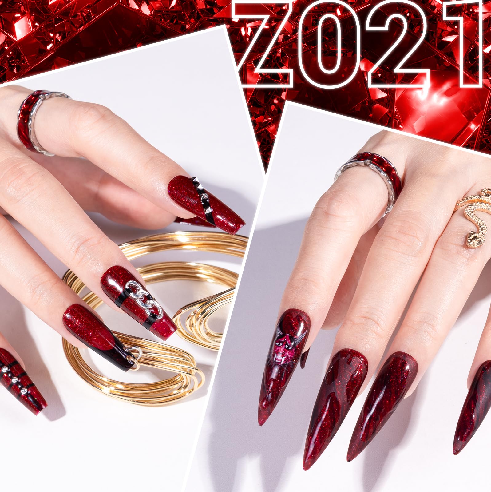 Melodysusie Thick Red Glitter Gel Nail Polish,0.5Fl Oz Nails Soak Off Uv Led Sparkle Glitter Gel Polish Gift For Women Nail Art