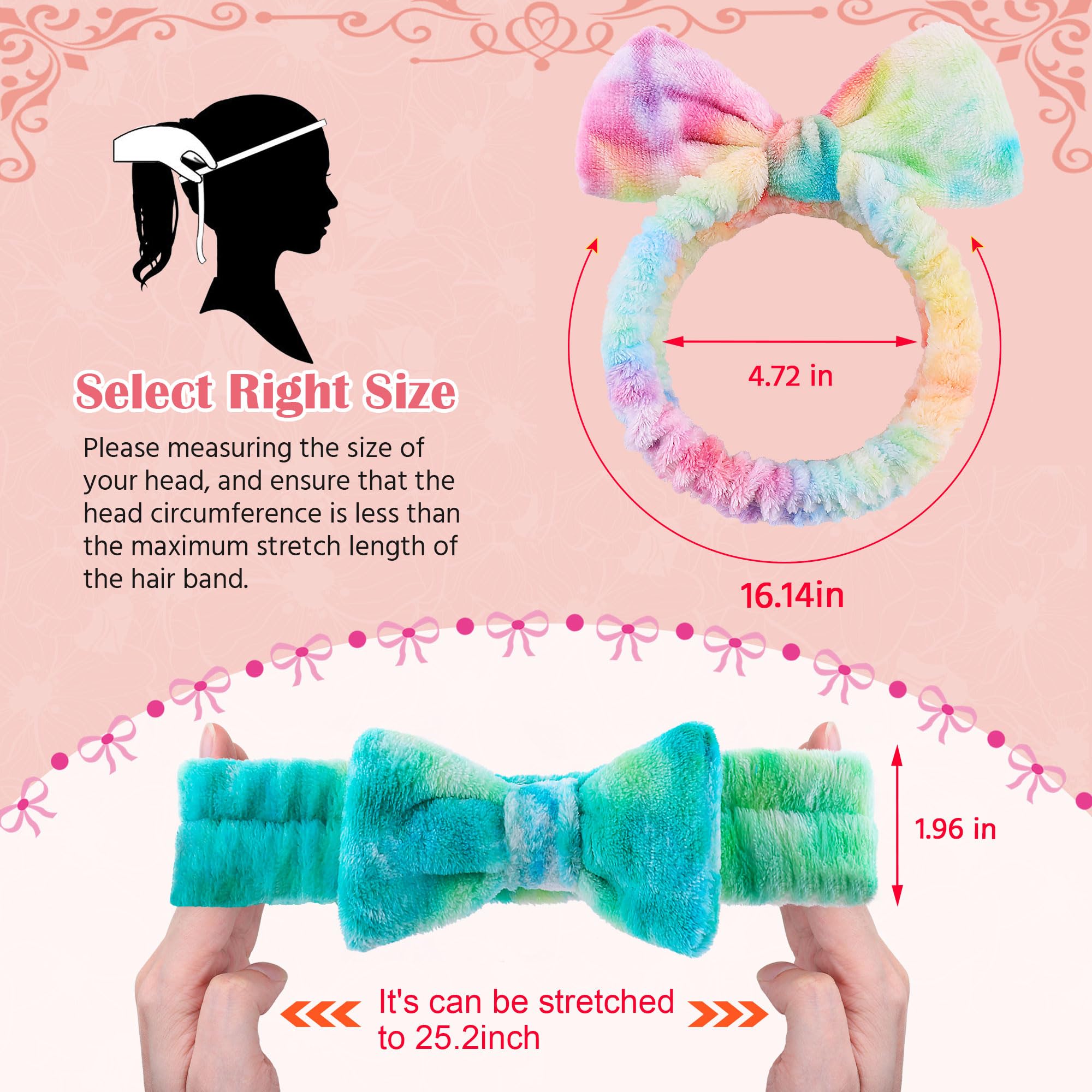 WSYUB Skincare Headband, Spa Headband, Makeup Headband, Headband for Washing Face, Gift for Teen Girls, 6pcs, Tie Dye Color Micr
