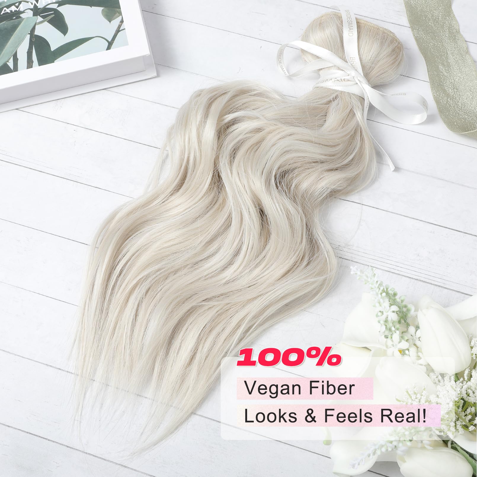 Ntynty Hair Extensions, 14'' Short Clip In Hair Extensions 4Pcs Beach Wave Platinum Blonde Hair Extensions Natural Soft Syntheti