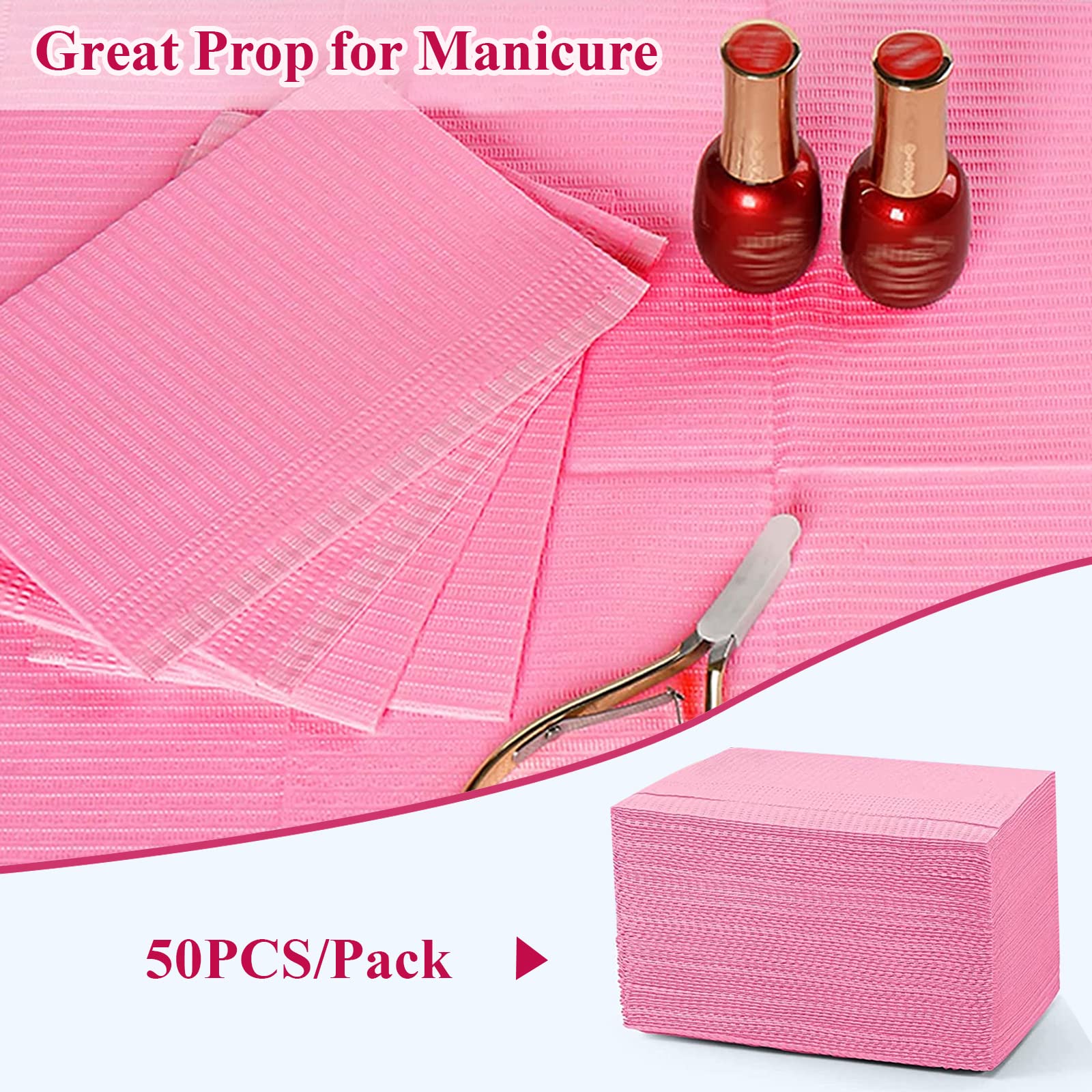 Bucice 50Pcs Disposable Nail Art Table Towels 3 Ply Tissue Waterproof Lap Cloths 13'' X 18'' Waterproof Dental Bibs For Patients
