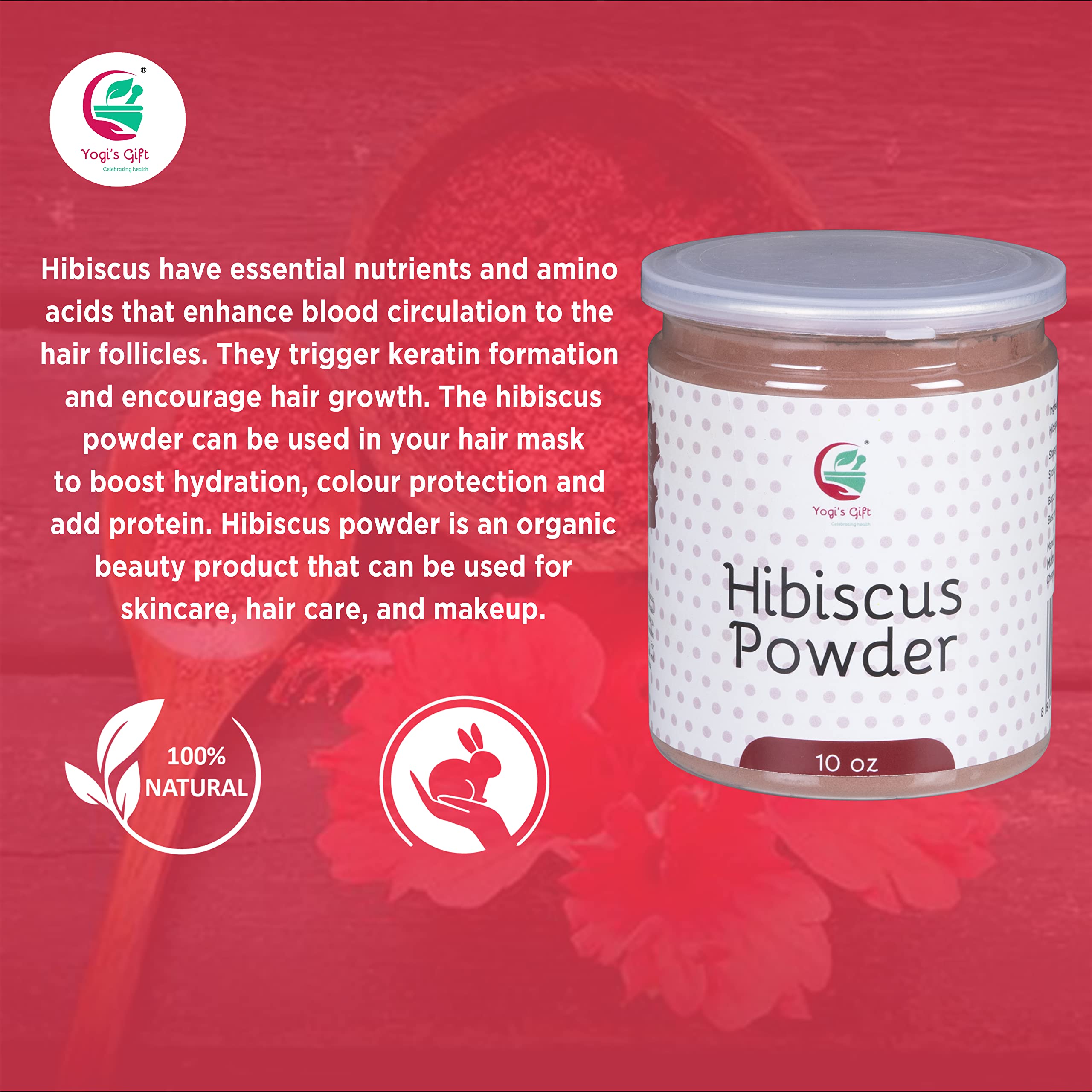 Hibiscus Powder 10 Oz | 100% Natural And Pure Hibiscus Powder For Hair Growth | By Yogi'S Gift