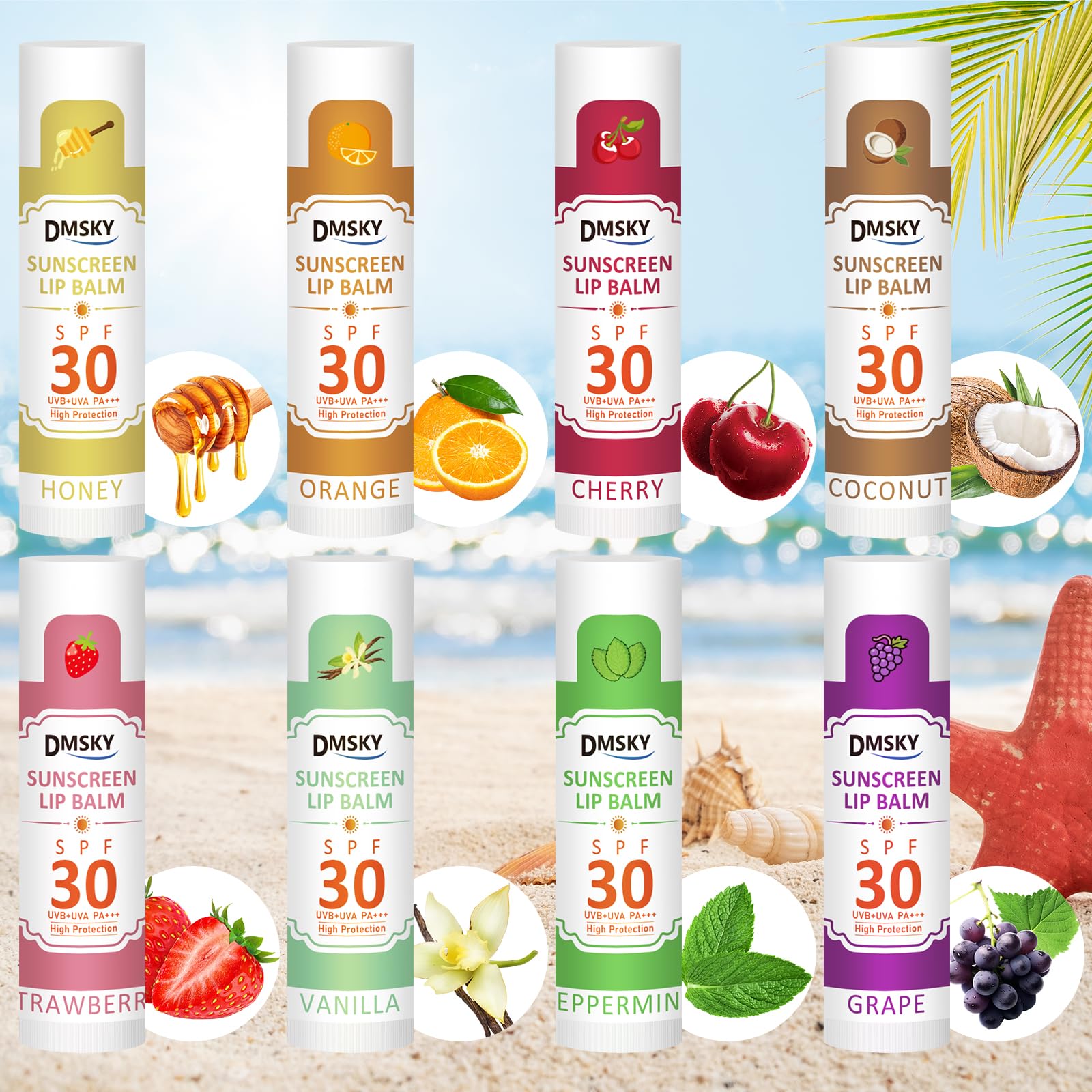 Dmsky Spf Lip Balm Bulk 32 Pack, Sunscreen Lip Balm Spf 30, Broad Spectrum Uva/Uvb Protection, Lip Sunblock Bulk Sunscreen Trave
