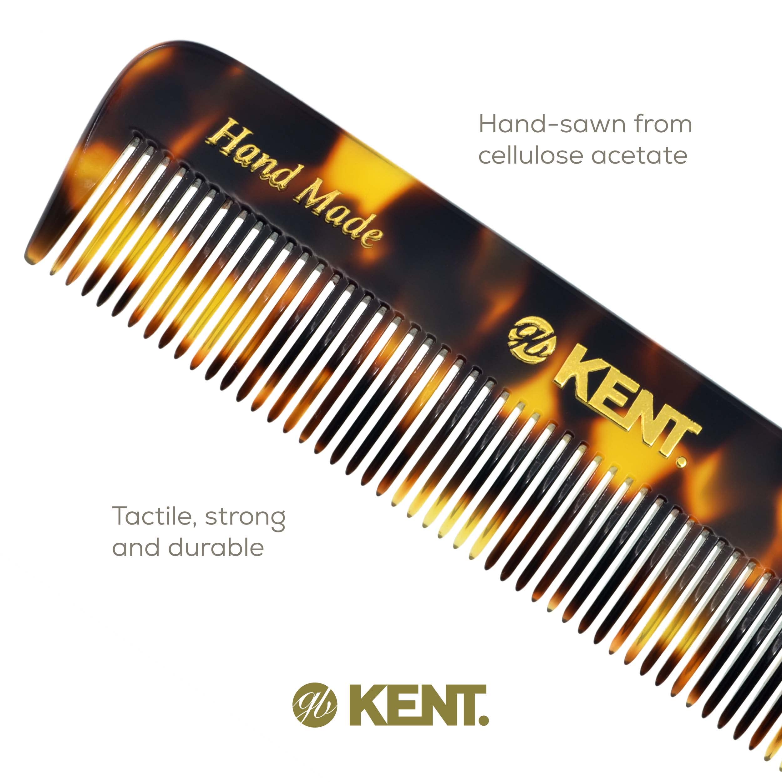 Kent Fot Ty Fine Tooth Beard And Hair Comb - Handmade Travel Pocket Styling Comb For Thinning Hair, Mustache Care - Essential Fo