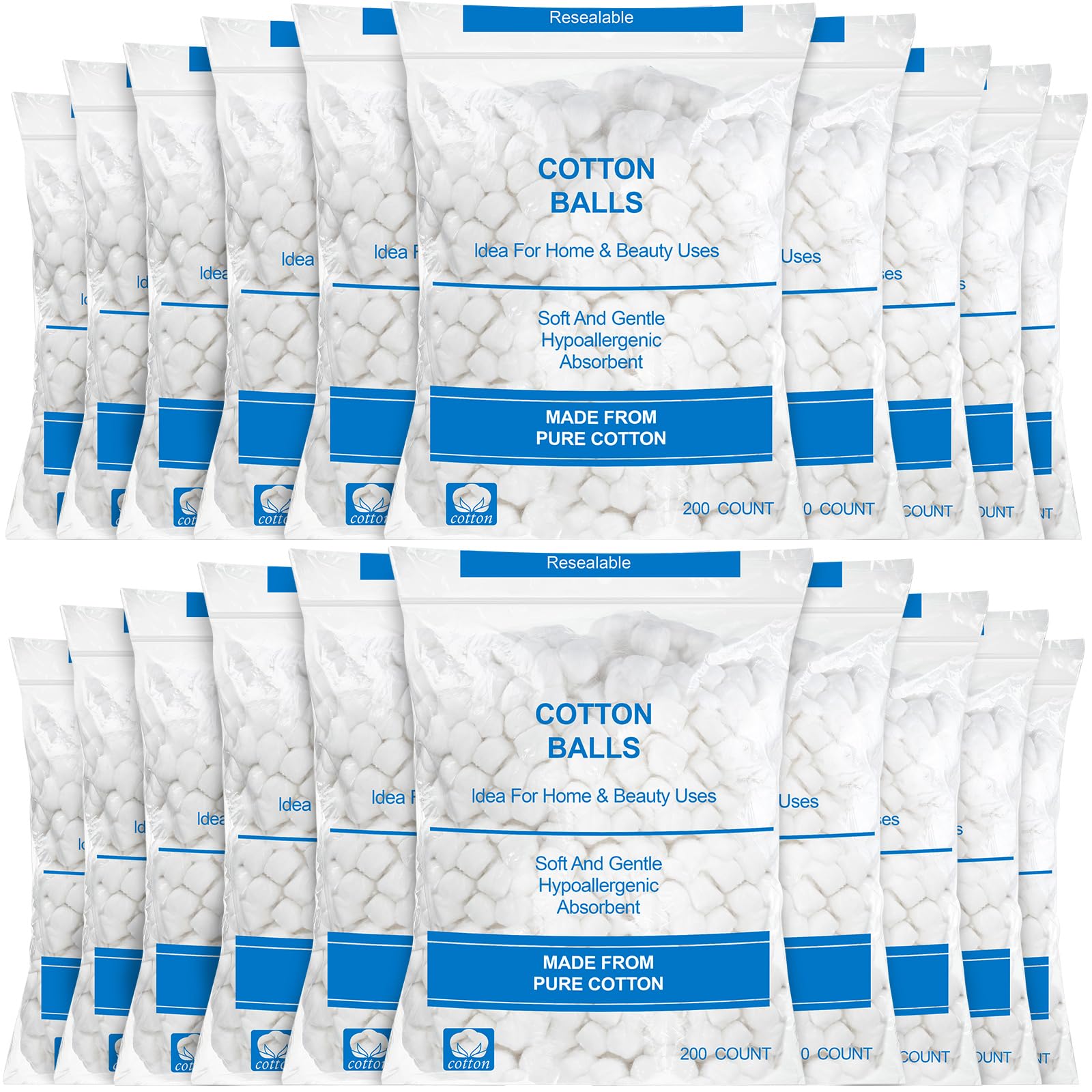 Heigble 4000 Pcs Jumbo Cotton Balls Bulk Organic Soft Large Size Cotton Balls Absorbent Multipurpose Pure Cotton Balls for Nail 