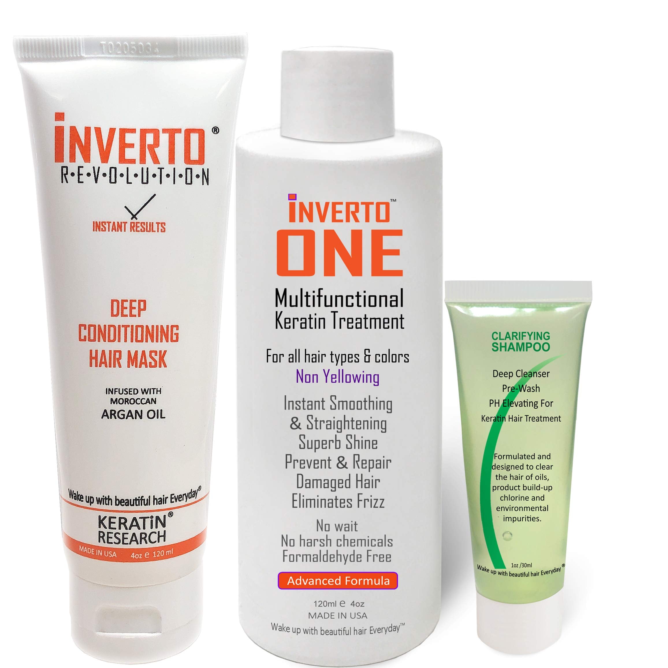 INVERTO ONE Formaldehyde-Free Keratin Hair Treatment Keratina Complex Brazilian Keratin Hair Blowout Treatment Professional Inst