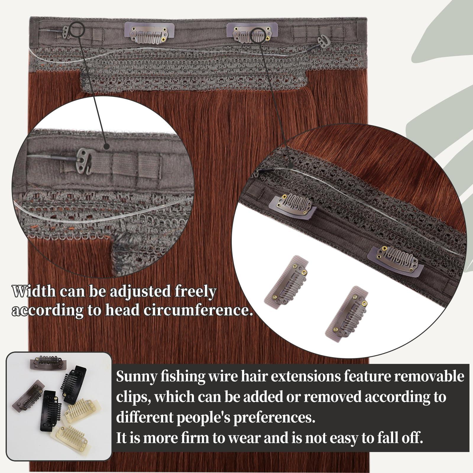 Sunny Wire Hair Extensions Auburn Headband Hair Extensions With Clip Ins Human Hair Extensions Wire Remy Hair Auburn Brown For W