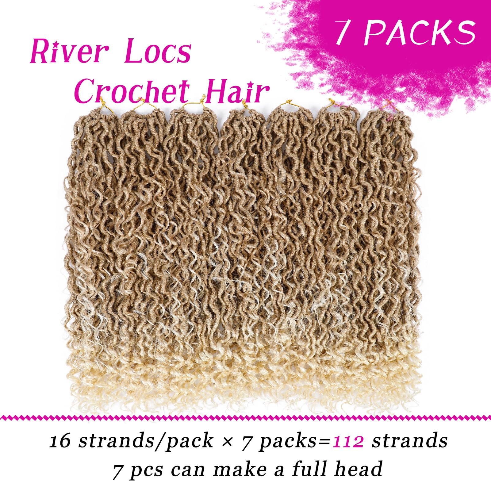 Goddess Locs Crochet Hair 22 Inch 7 Packs Ombre Blonde Boho Faux Locs Crochet Hair For Black Women Pre Looped Crochet Locs With