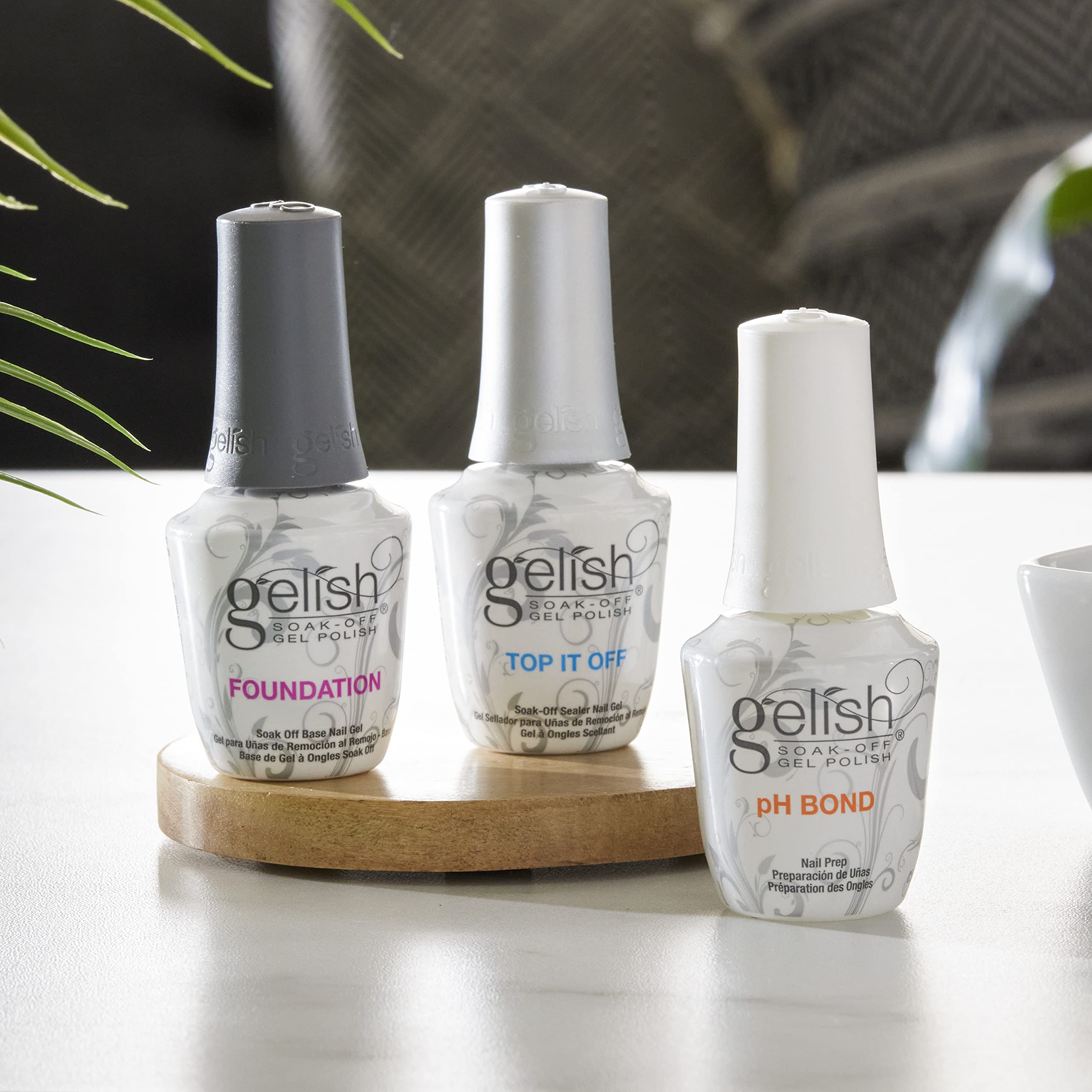 Gelish Terrific Trio Essentials 15 Milliliter Basic Care Soak Off Manicure Gel Nail Polish Kit with Foundation, pH Bond and Top