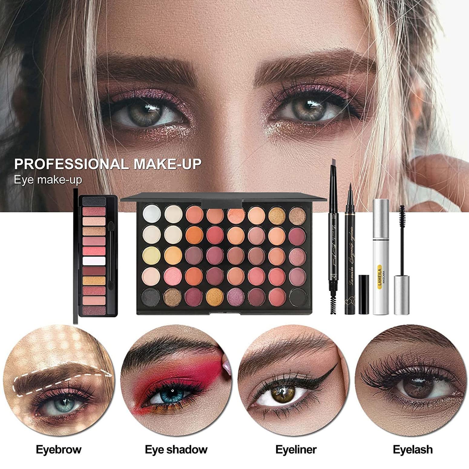 MISS ROSE M All In One Full Makeup Kit for Women, Multipurpose Makeup Sets, Beginners and Professionals Alike, Easy to Carry(Pin