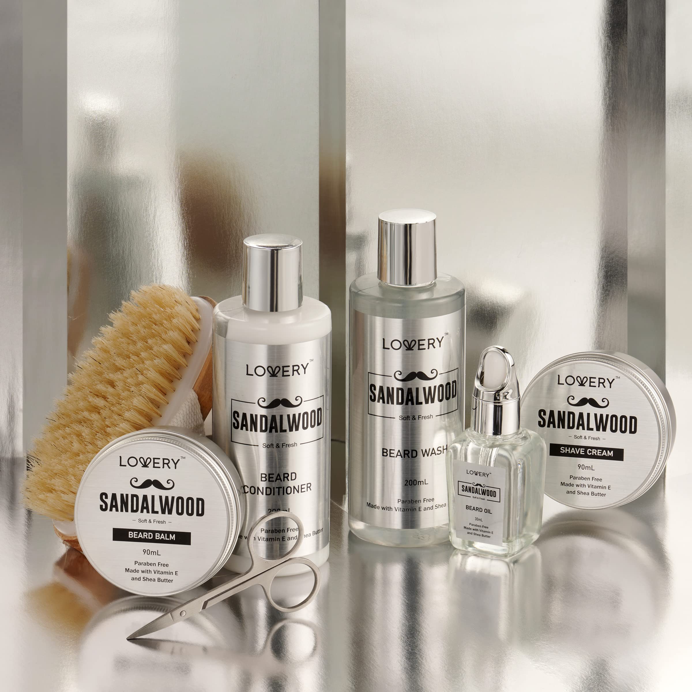 Valentines Mens Gifts, Sandalwood Beard Grooming Kit, Mens Grooming Kit For Boyfriend Dad, Him, 11Pc Beard Straightener For Men