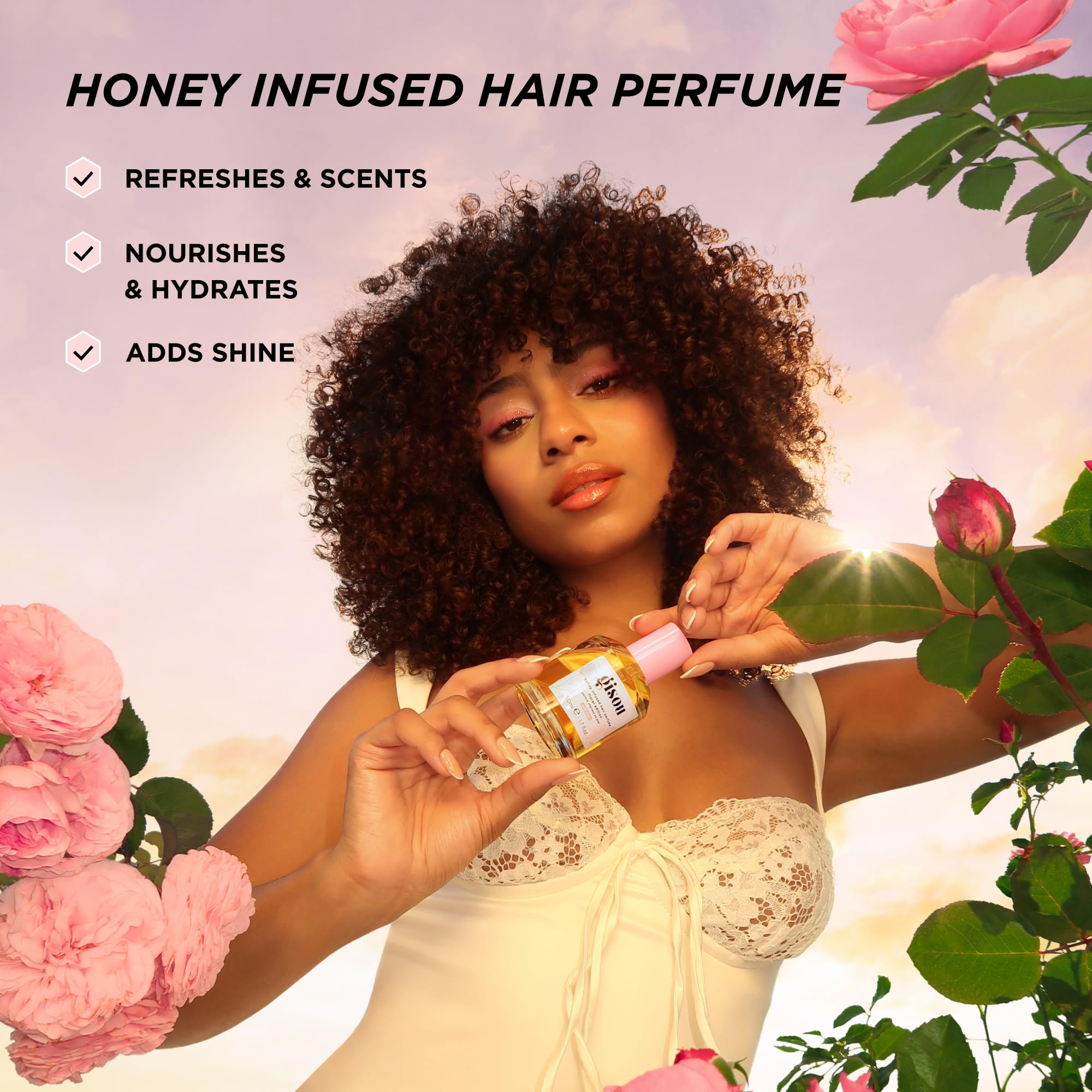 Gisou Honey Infused Hair Perfume Floral Edition - Wild Rose, A Wild Elegant Fragrance With A Romantic And Sensual Scent, Nourish
