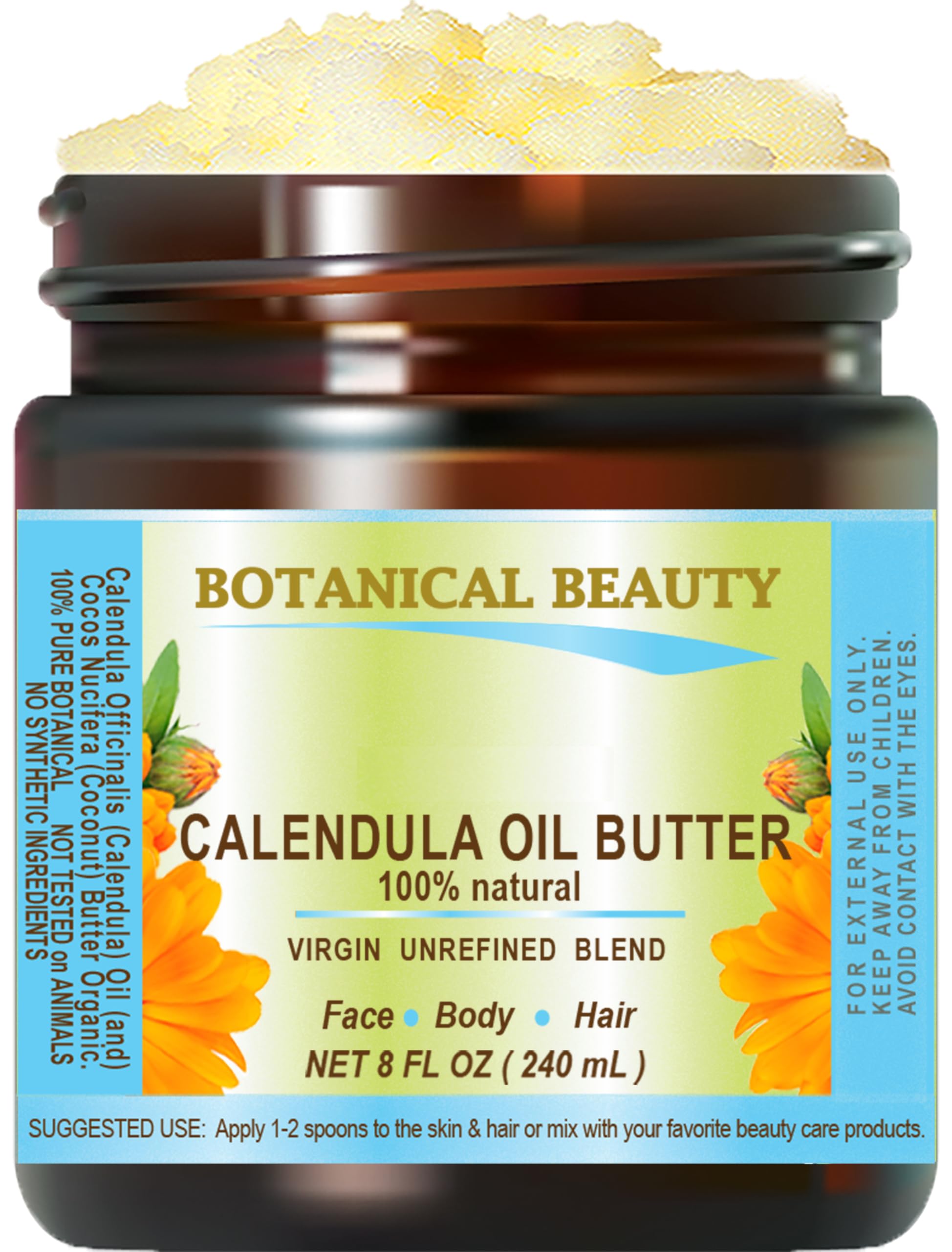 CALENDULA OIL BUTTER Calendula Officinalis Marigold Oil Butter 100% Pure Natural for FACE, SKIN, BODY, HAIR, NAILS, Foot Care. F