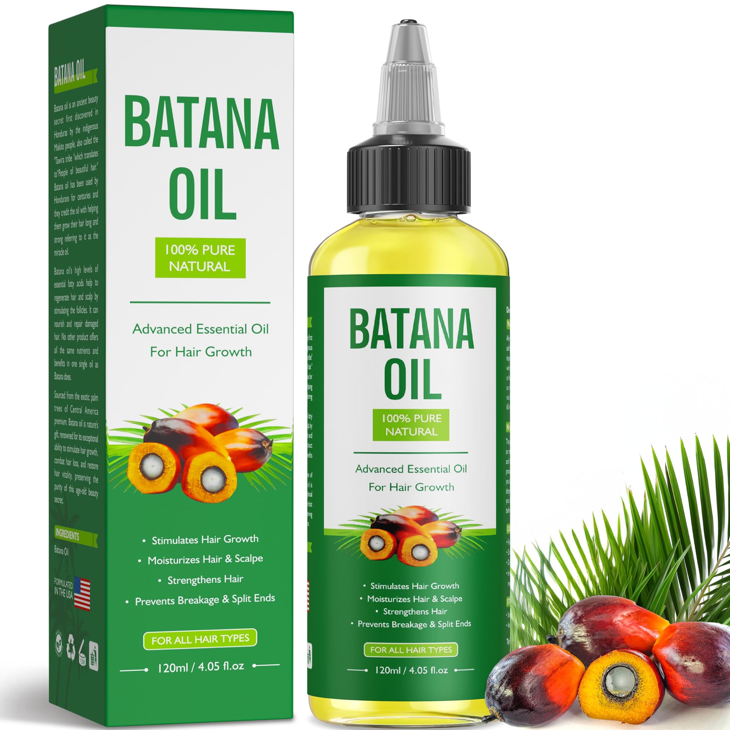 ZIIDII Batana Oil for Hair Growth, Dr Sebi Organic Unrefined Batana Oil from Honduran,Pure & Natural, Promotes Hair thickness an