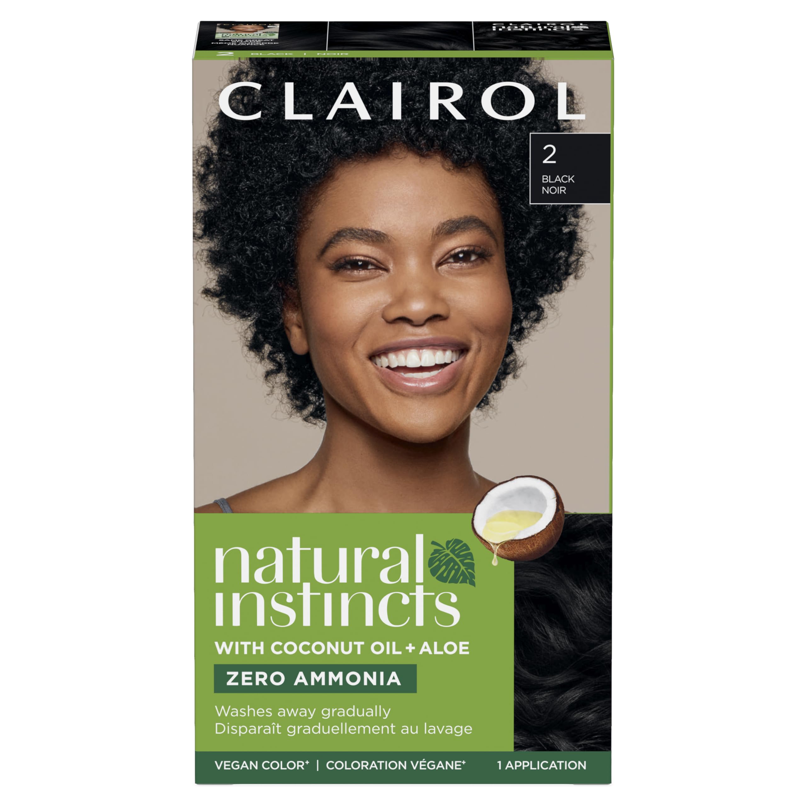 Clairol Natural Instincts Demi-Permanent Hair Dye, 2 Black Hair Color, Pack Of 1