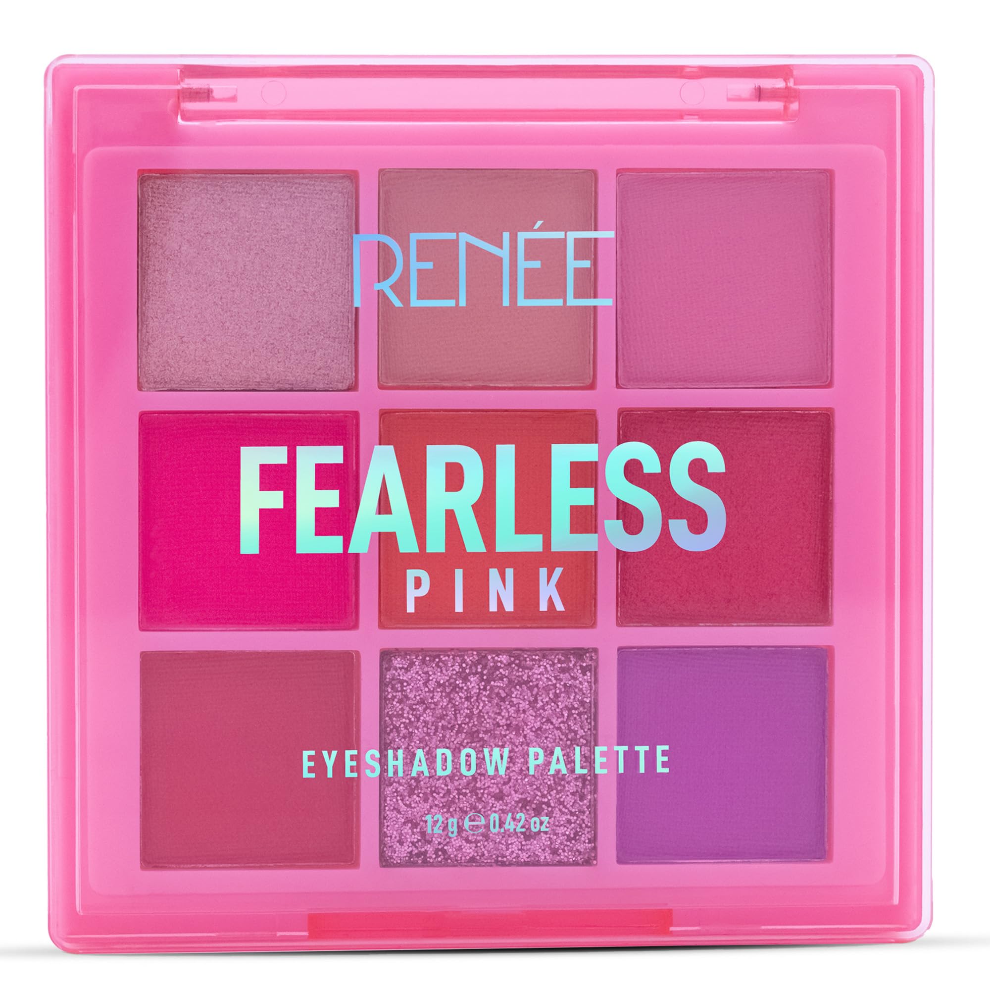 Renee Fearless Eyeshadow Palette - Pink 12Gm, Shimmery And Matte Vibrant Shades, Travel Friendly, Long Lasting, Non Creasing, Ea