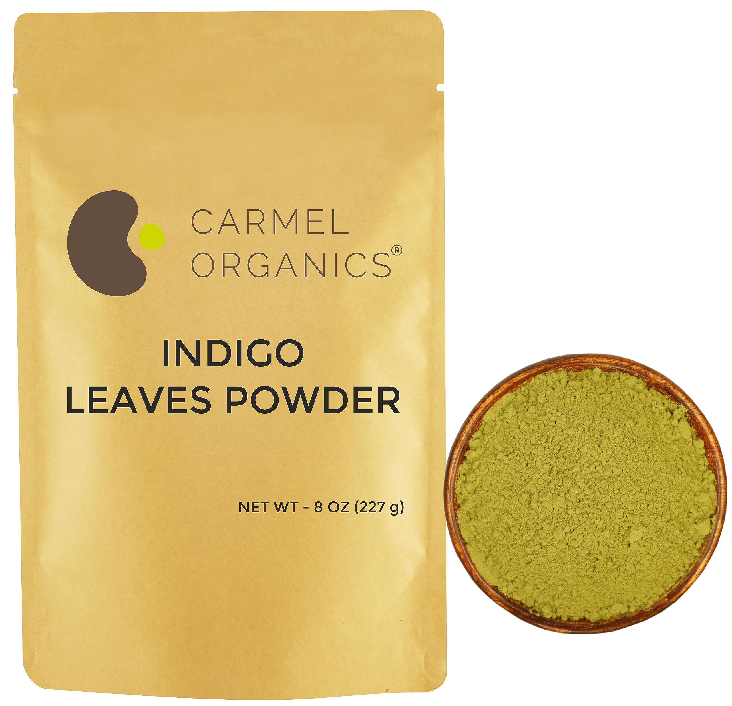 CARMEL ORGANICS Indigo Leaves Powder (8 Ounce) For Your Hair Colour| Pure and Natural Indigo Powder | No Added Colors or Preserv