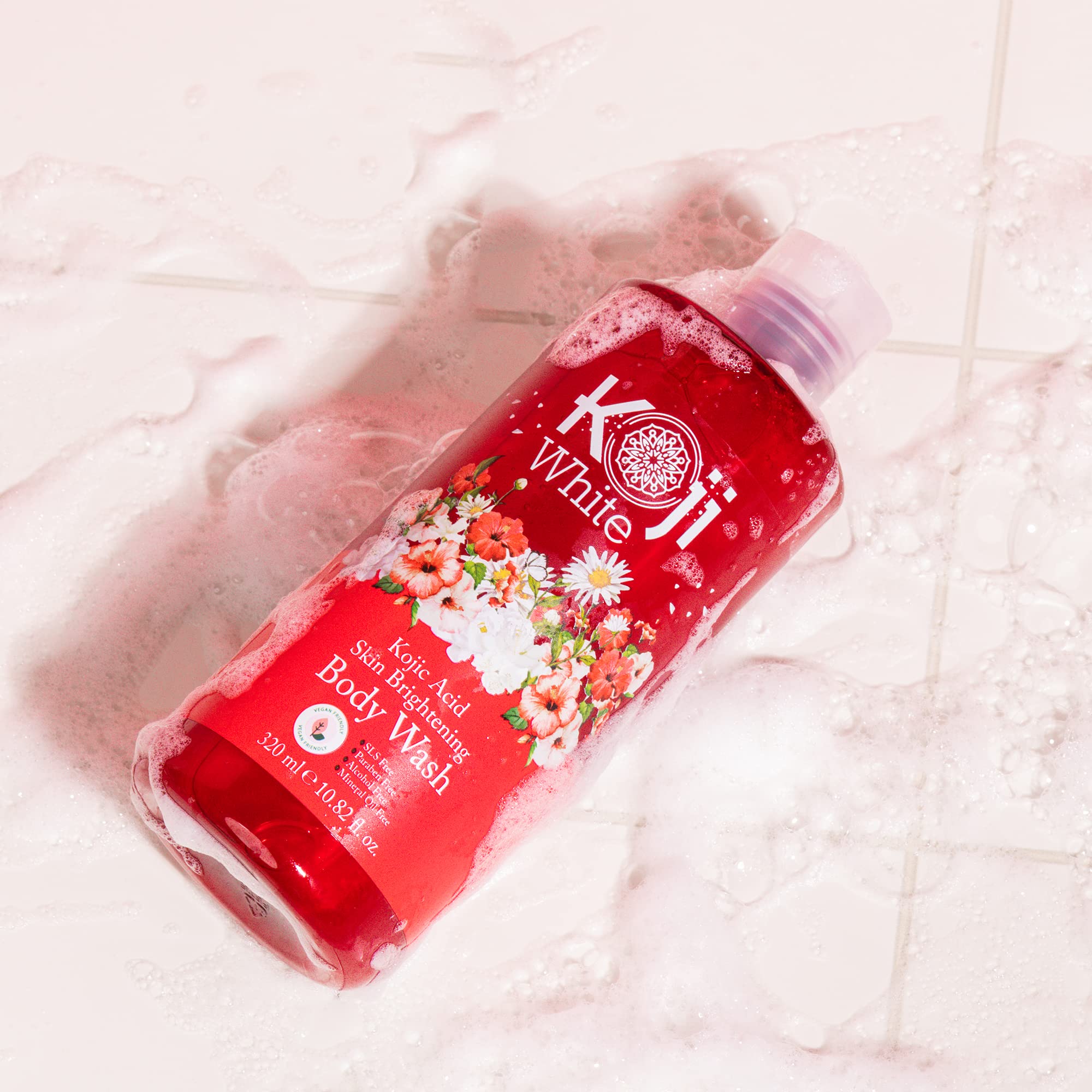 Koji White Kojic Acid Skin Brightening Body Wash - Daily Moisturizing Skin Cleanser, Uneven Skin Tone With Flower Acid Extracts,