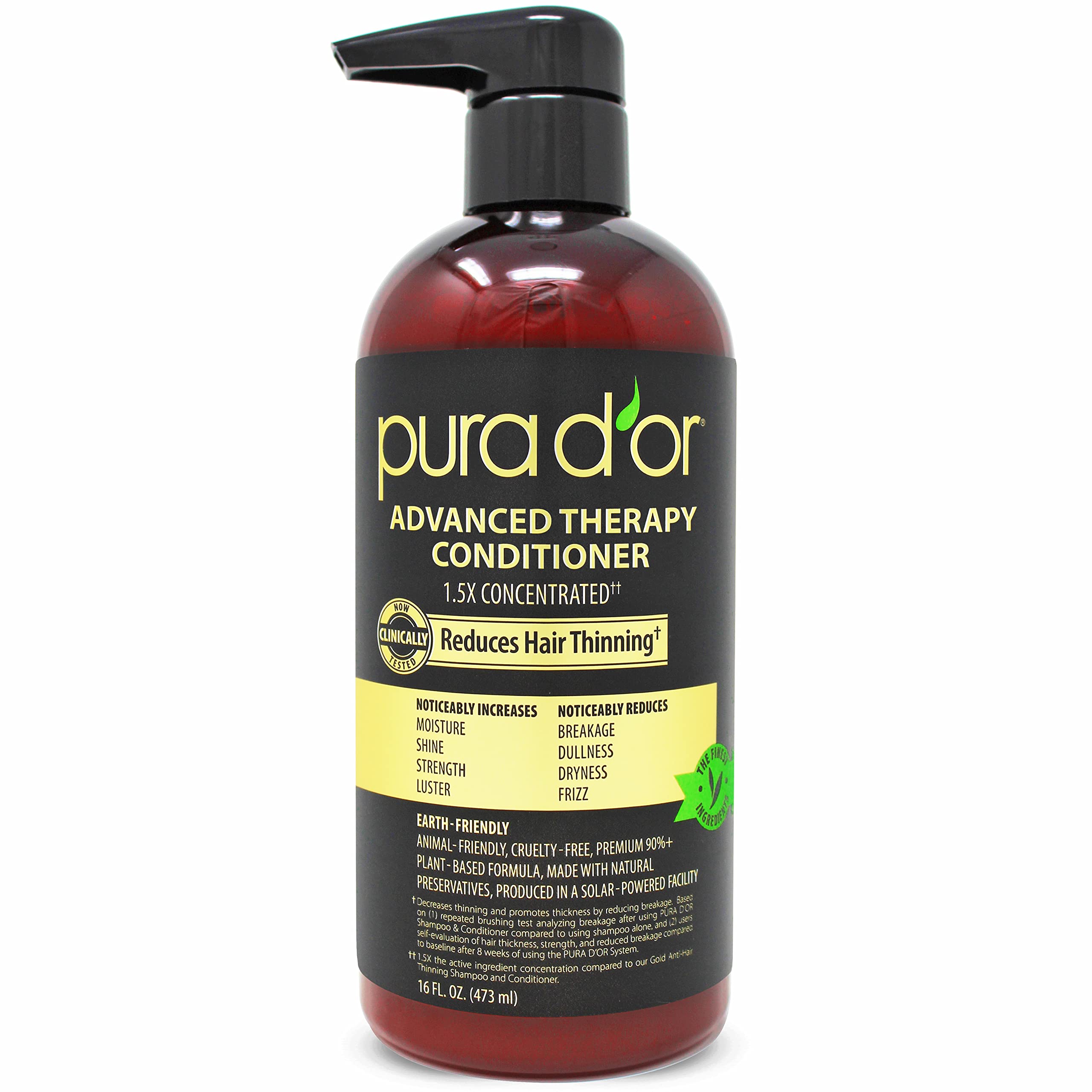 PURA D'OR Advanced Therapy Conditioner (16oz) For Increased Moisture, Strength, Volume & Texture, No Sulfates, Contains Argan Oi