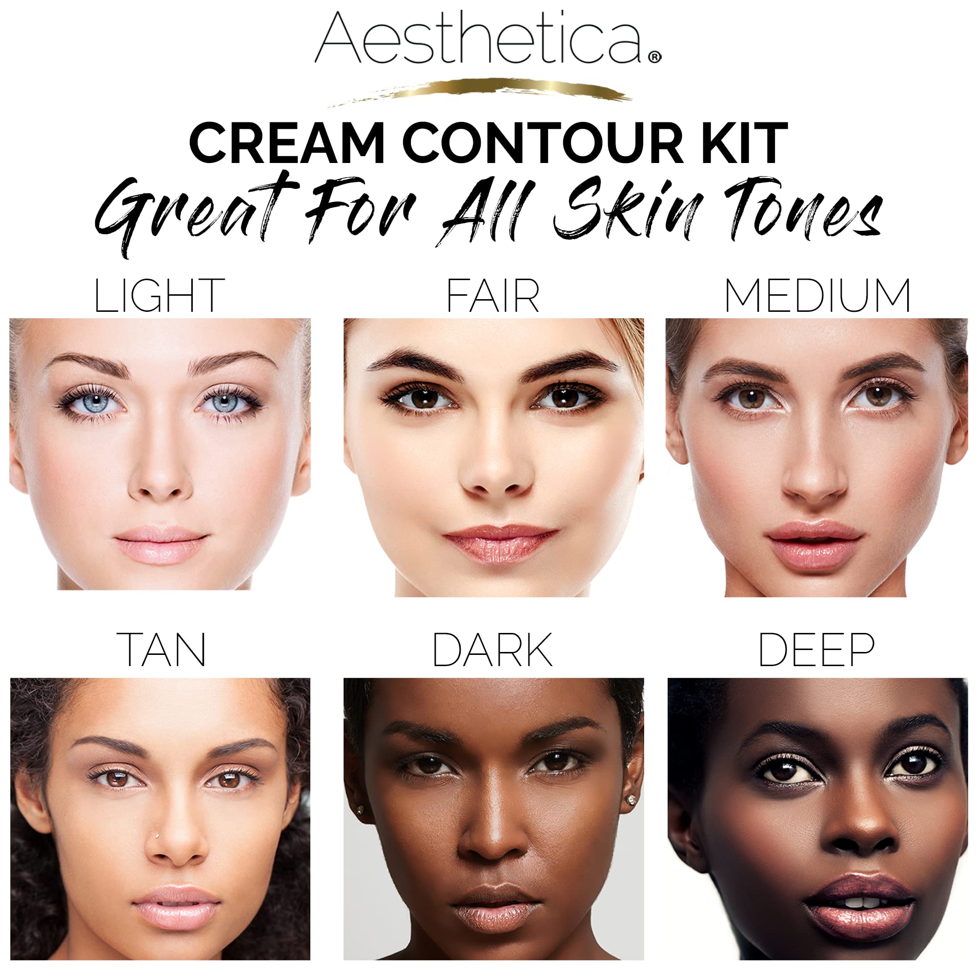 Aesthetica Cosmetics Cream Contour And Highlighting Makeup Kit - Contouring Foundationconcealer Palette - Vegan, Cruelty Free &