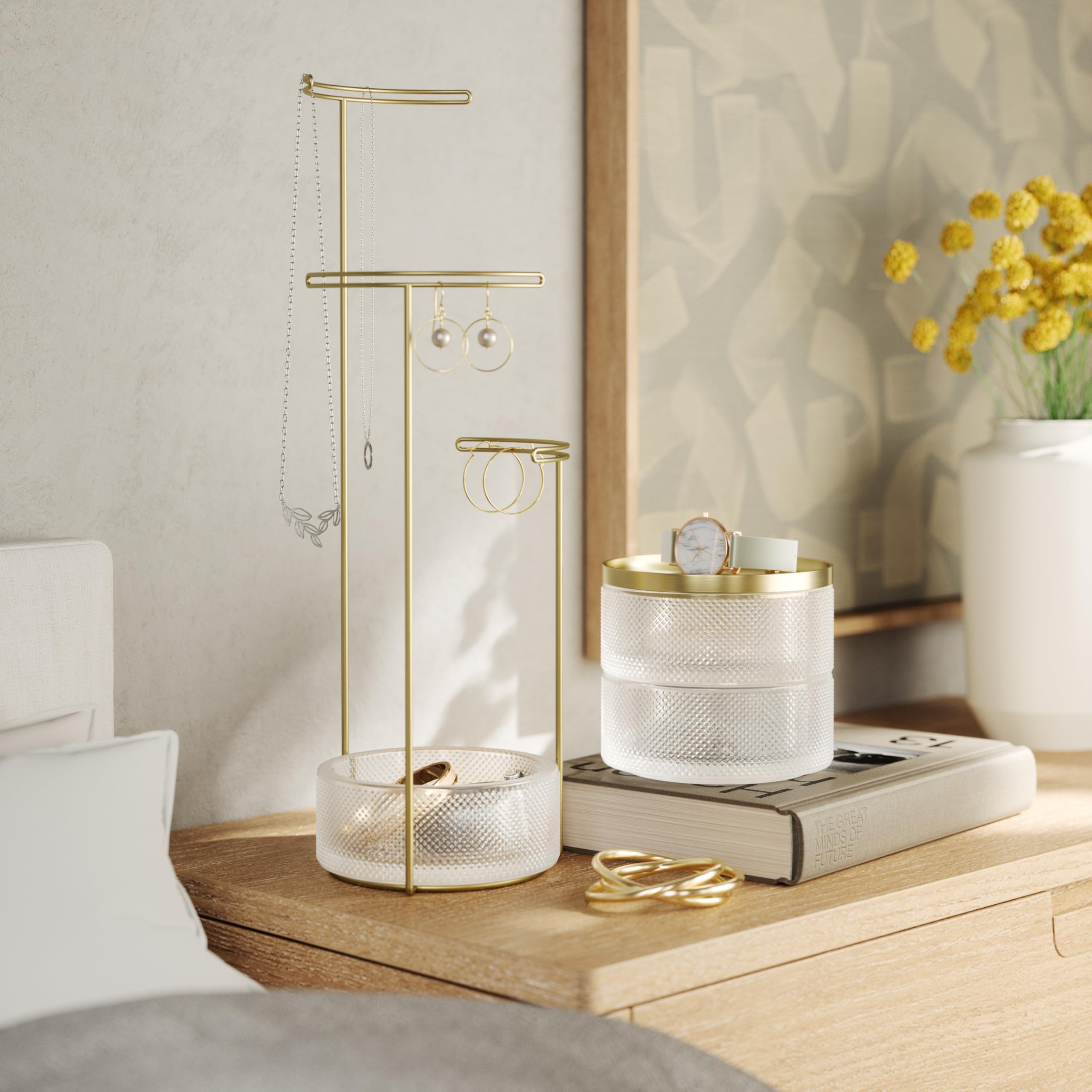 Umbra Tesora Jewelry Organizer and Jewelry Stand with Glass Base