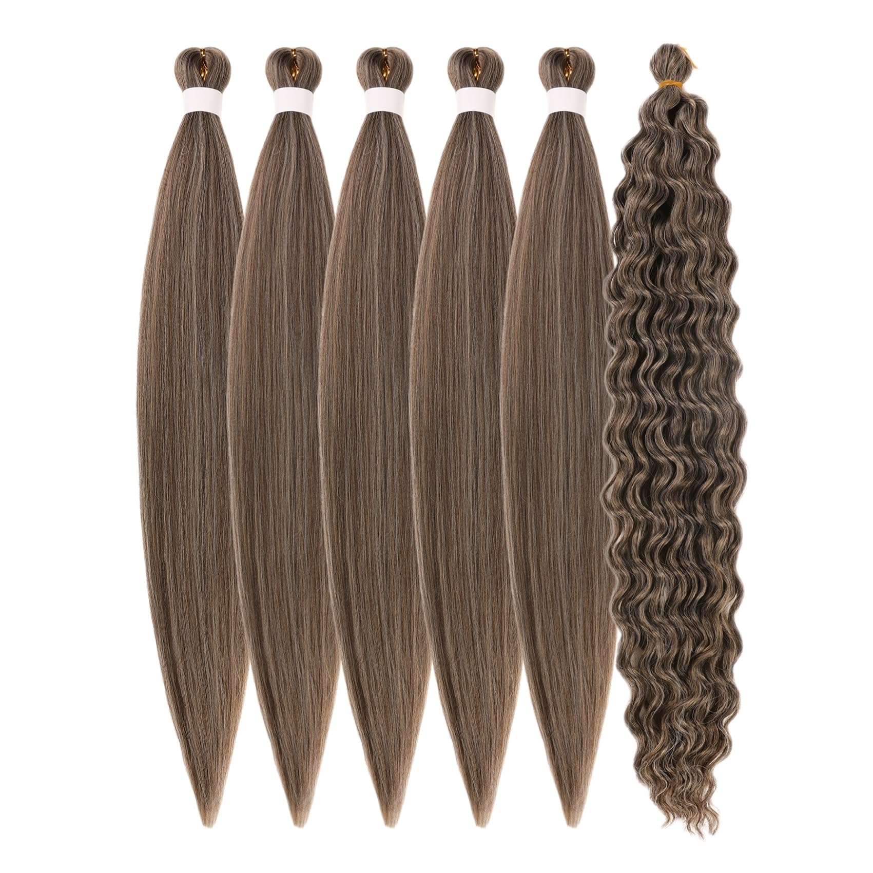 Ash Brown Boho Braiding Hair Synthetic 4/27/613 Mixed Deep Wave Boho Braids Hair for Braiding